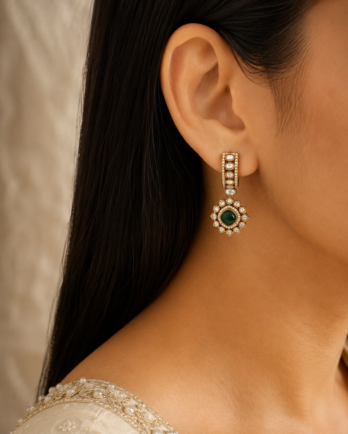 Amina Multicolour Emerald Handmade Kundan Choker Set Roz Jewellers.