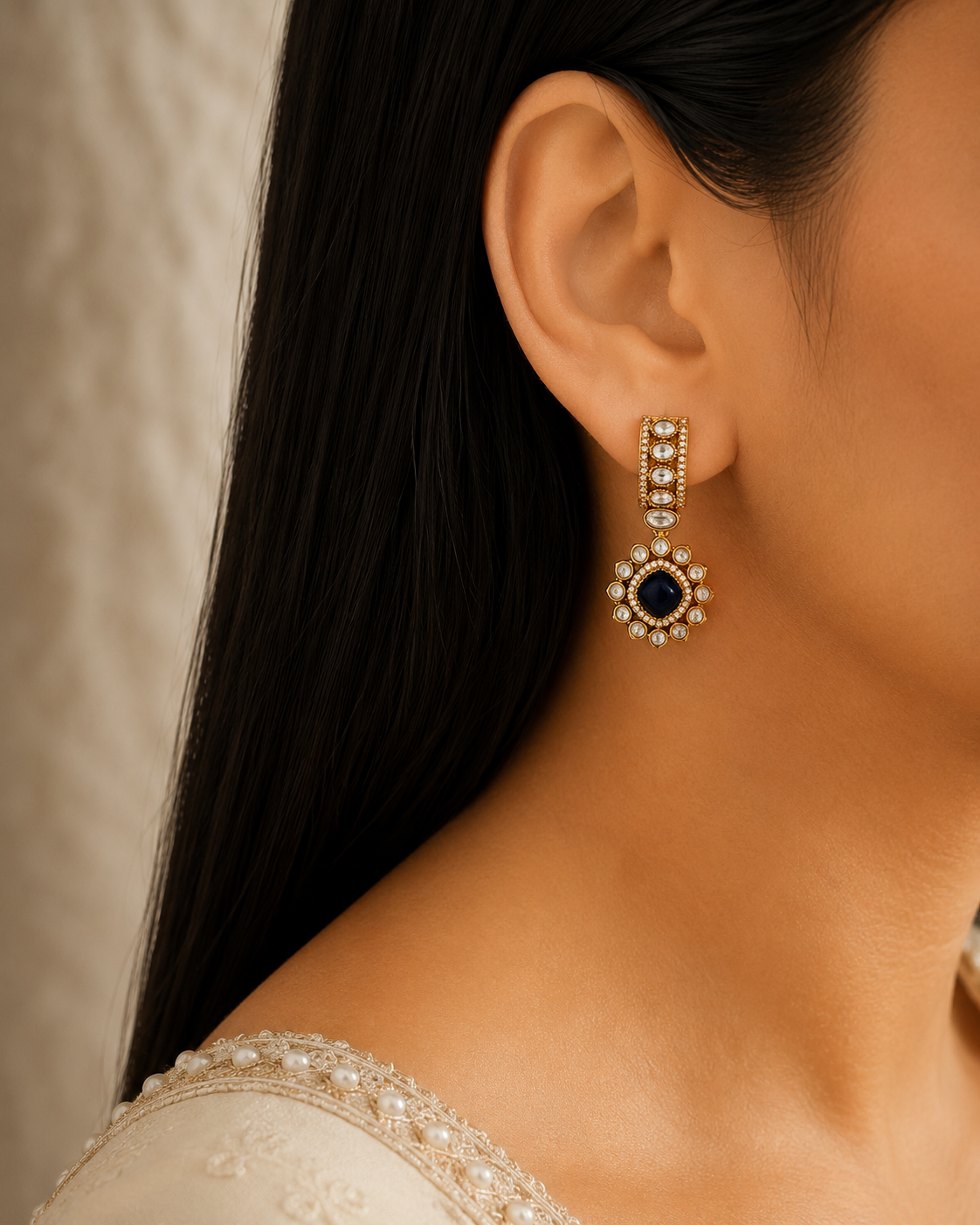 Latifa Black Stone Handmade Kundan Choker Set Roz Jewellers.