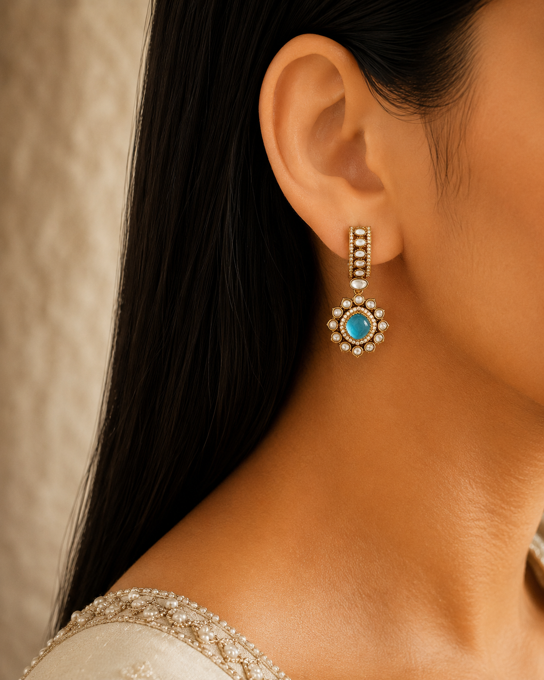 Hessa Floral Kundan with Pearl Accents Choker Set Roz Jewellers.