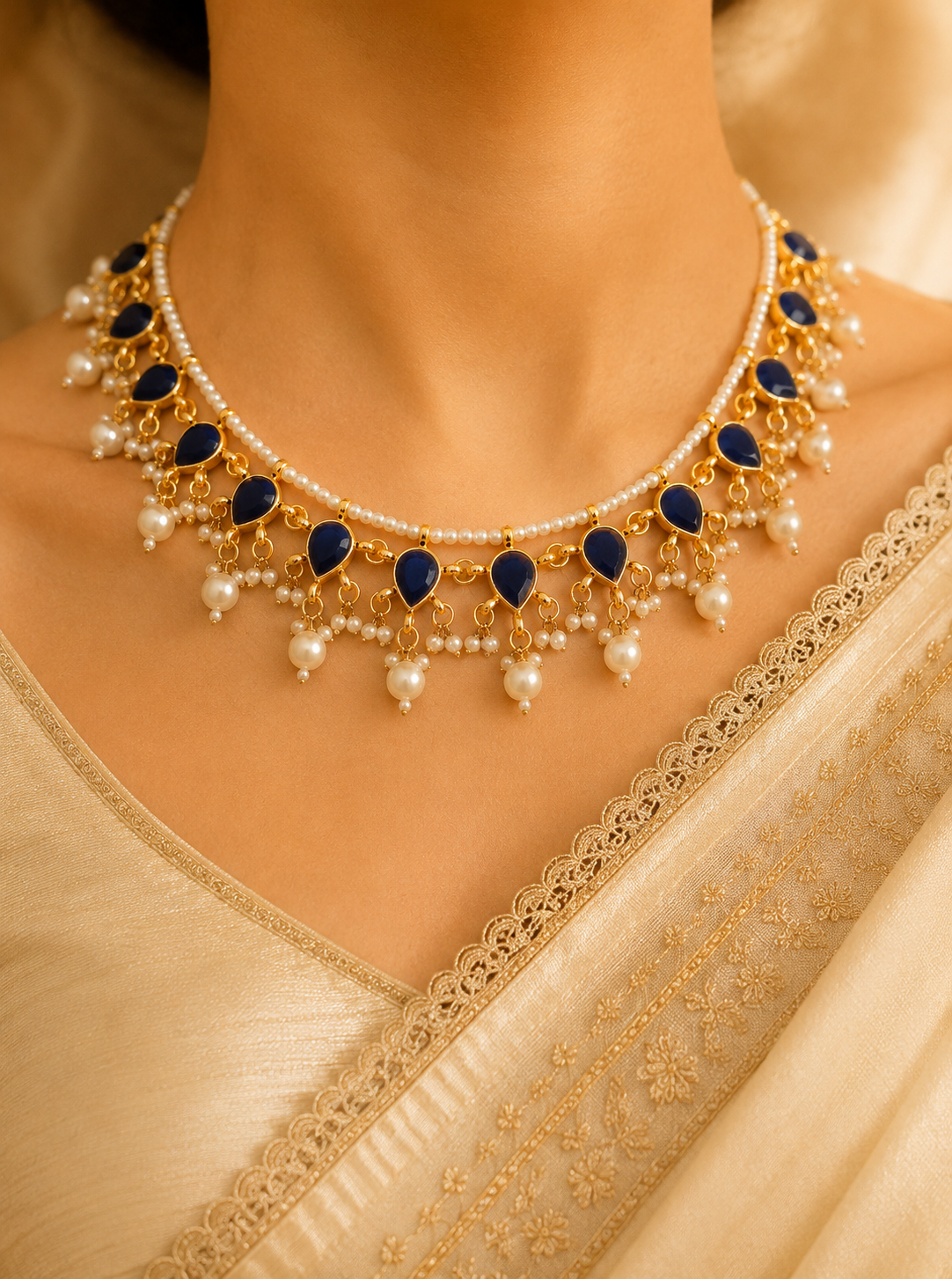 Kundan bridesmaid jewelry wedding necklace for women gold plated pearls