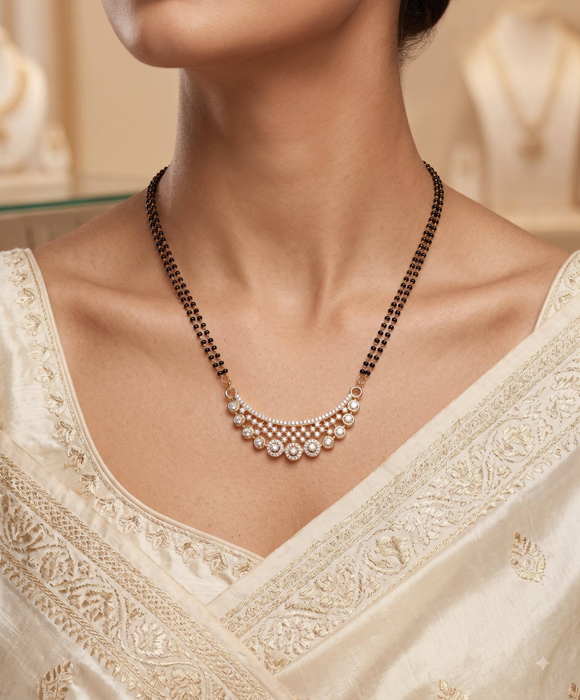 Elaf Indian Bridal Mangalsutra of American Diamond Roz Jwellers.
