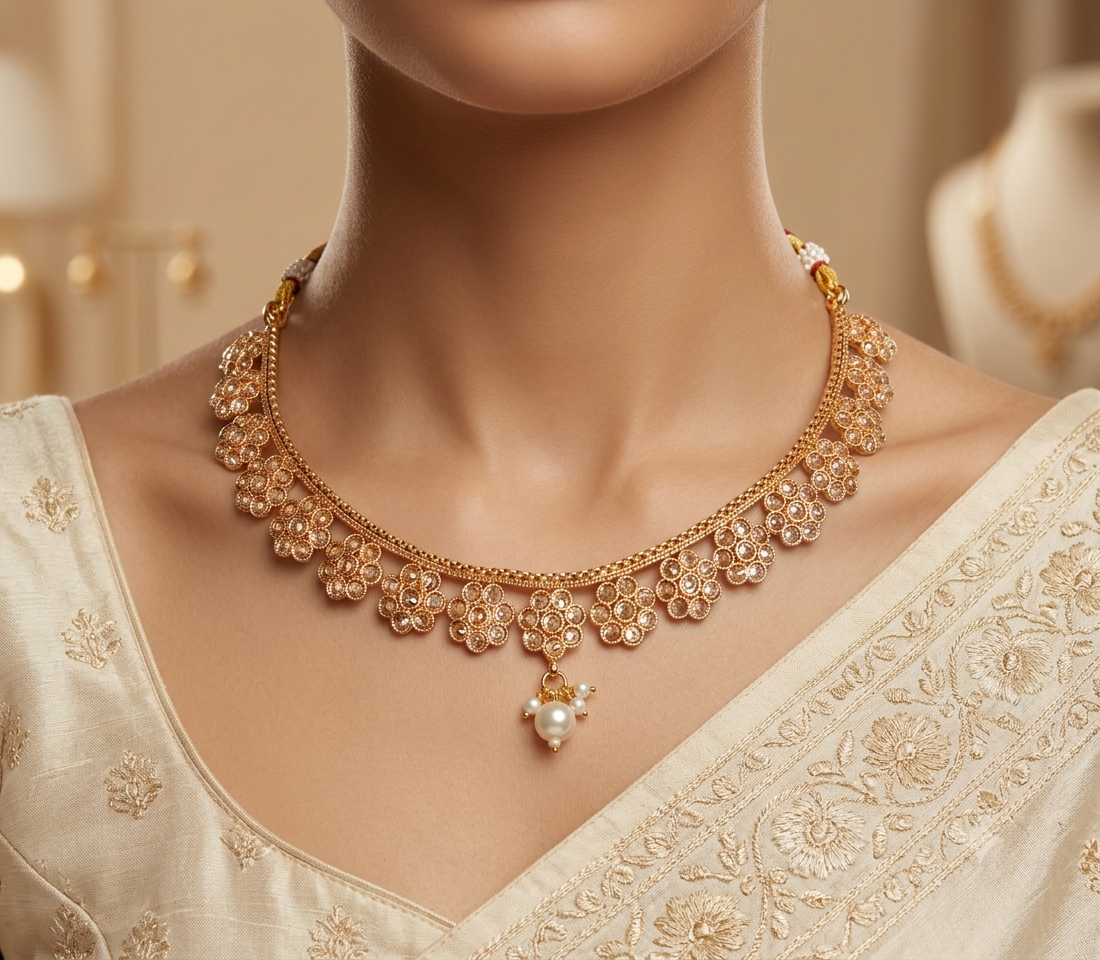 Hafsa Indian Pakistani Polki Bridal Jewelry Set Wedding Necklace Earrings for Women Gold Plated
