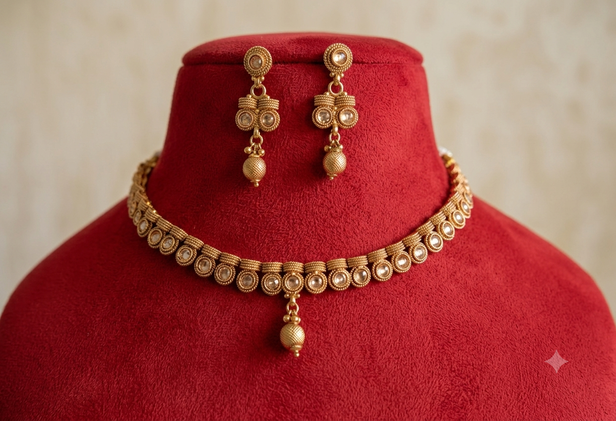 Halima Indian Pakistani Polki Bridal Jewelry Set Wedding Necklace Earrings for Women Gold Plated