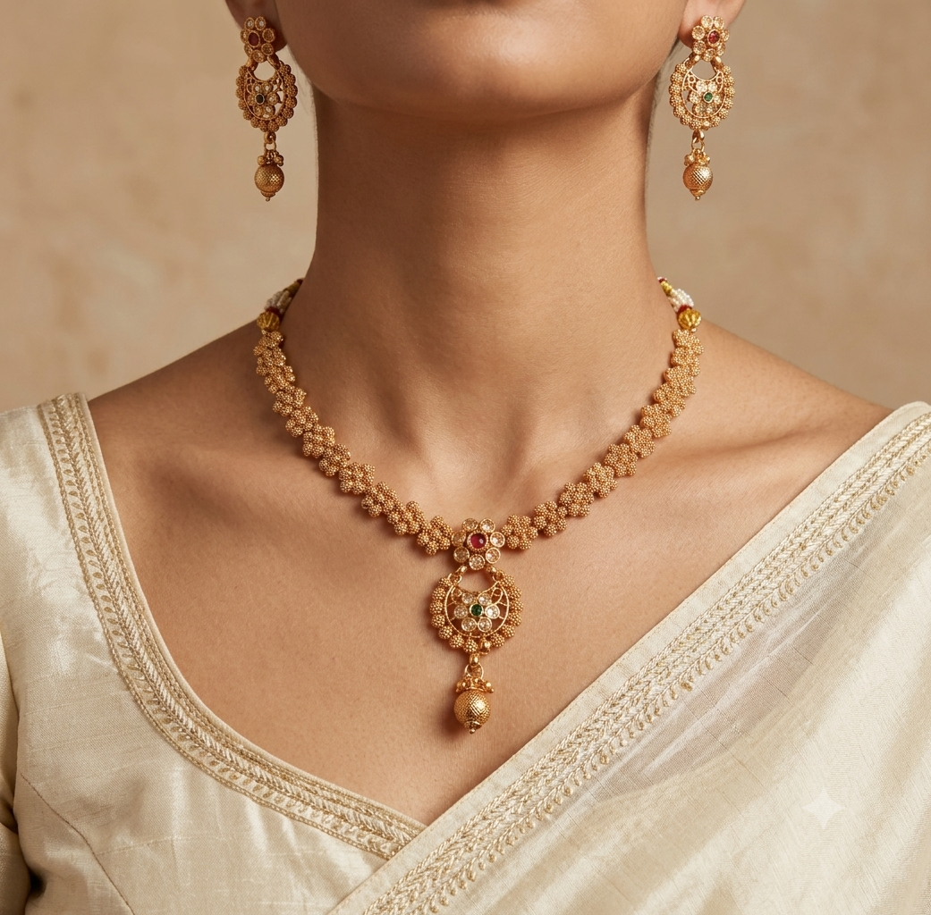 Maryam Indian Pakistani Polki Bridal Jewelry Set Wedding Necklace Earrings for Women Gold Plated