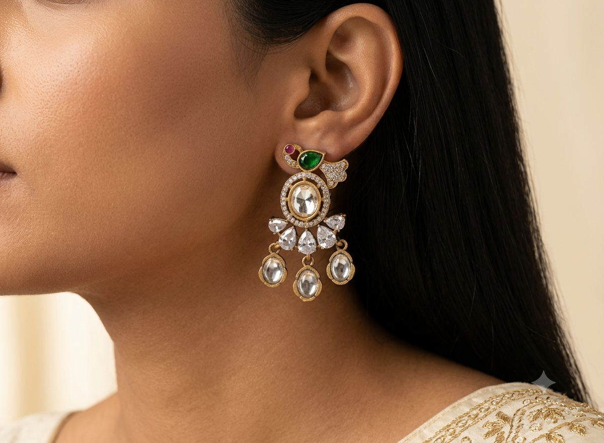 Maha Classic White Kundan Pearl Bridal Choker Necklace Set Roz Jewellers.