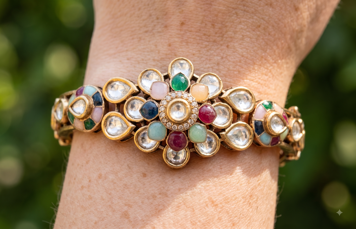 Meher Pakistani Bridal Adjustable Moissanite Bracelet for Women ROZ Jewellers| Sabyasachi Inspired