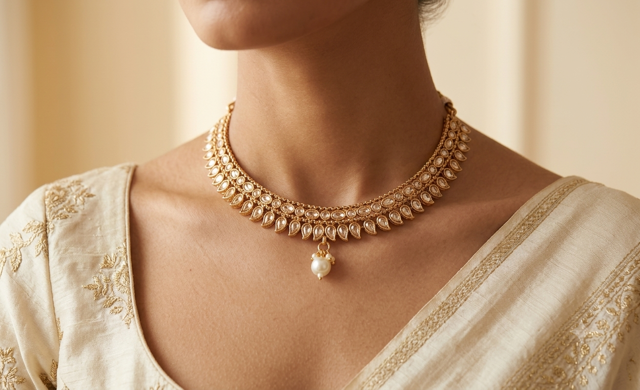 Indian Pakistani Polki Bridal Jewelry Set Wedding Necklace for Women