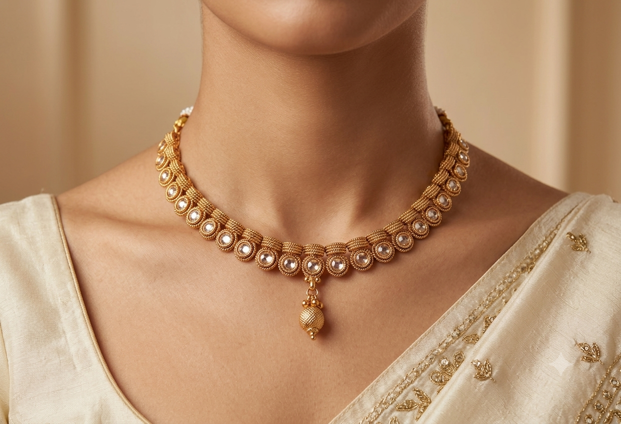 Halima Indian Pakistani Polki Bridal Jewelry Set Wedding Necklace Earrings for Women Gold Plated