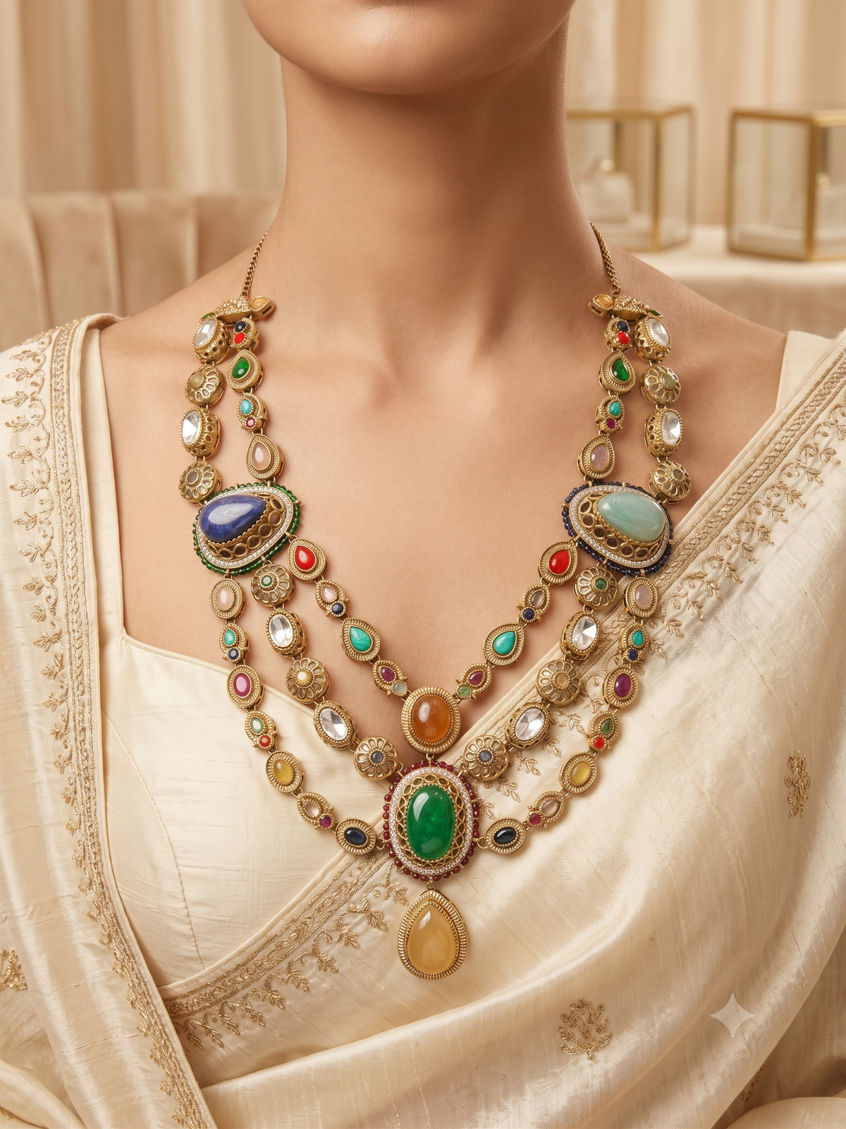Moissanite Layered Necklace Women Elegant Statement Wedding Party Jewelry Roz Jewellers