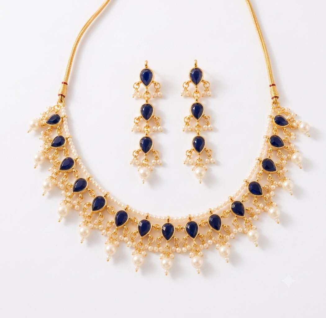 Kundan bridesmaid jewelry wedding necklace for women gold plated pearls