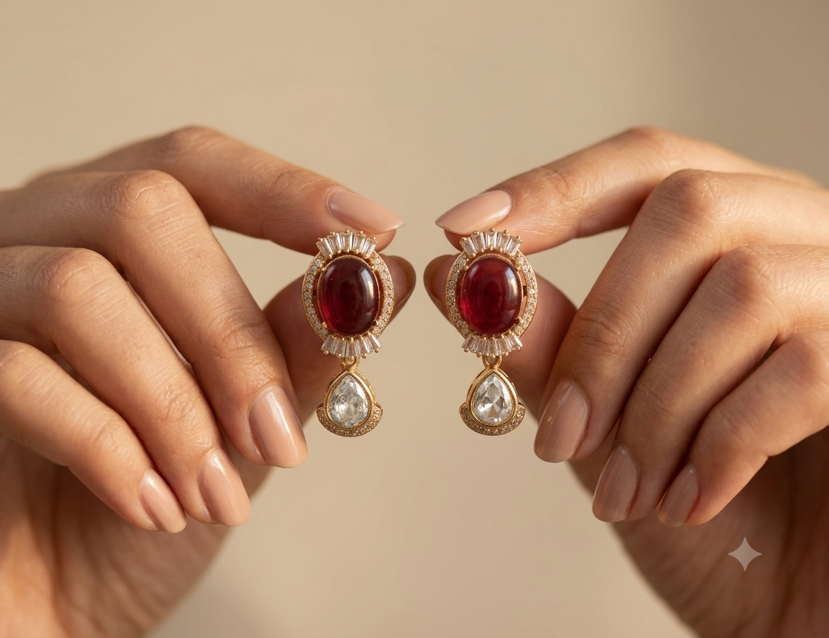 Eiliyah Indian Wedding Ruby Red Kundan Choker Necklace Set Roz Jewellers.