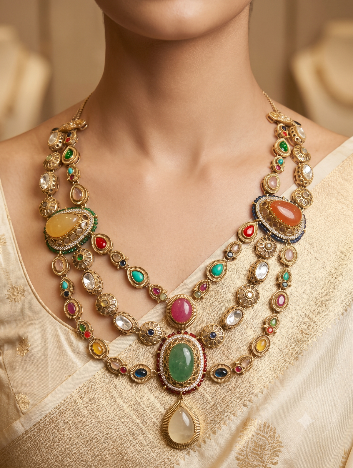 Luxury Moissanite Layered Necklace for Women Bridal Wedding Statement Jewelry Roz Jewellers
