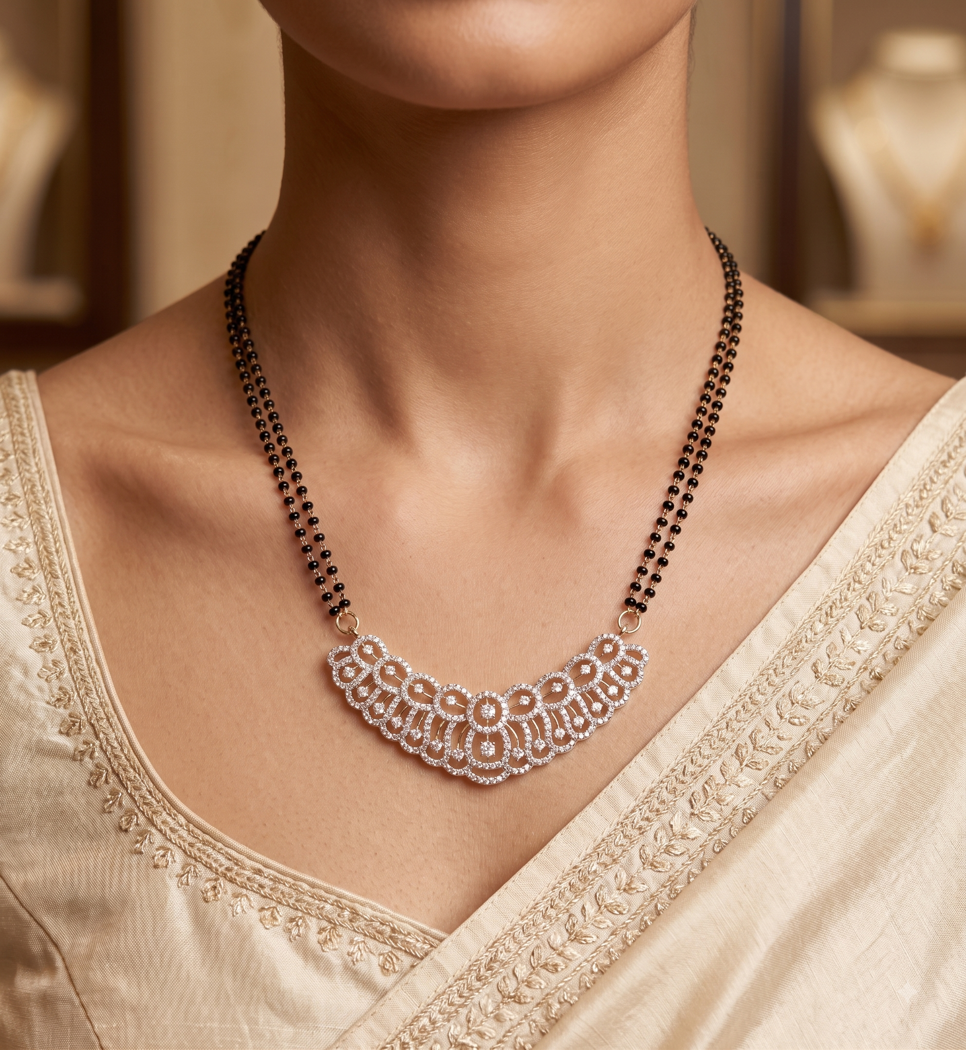 Laiba AD Mangalsutra Necklace Set Roz Jwellers.