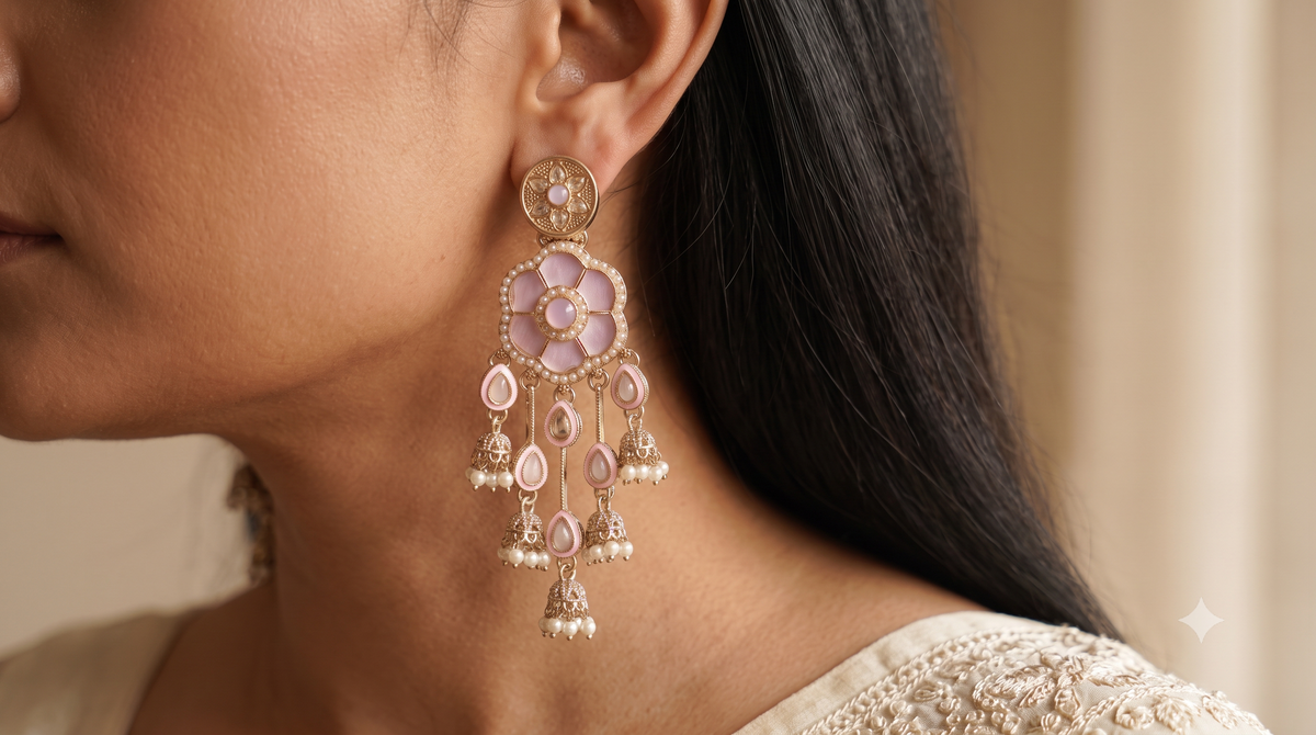 Pink Moissanite Dangle Earrings for Women Elegant Pearl Drop Bridal Party Jewelery Roz Jewellers