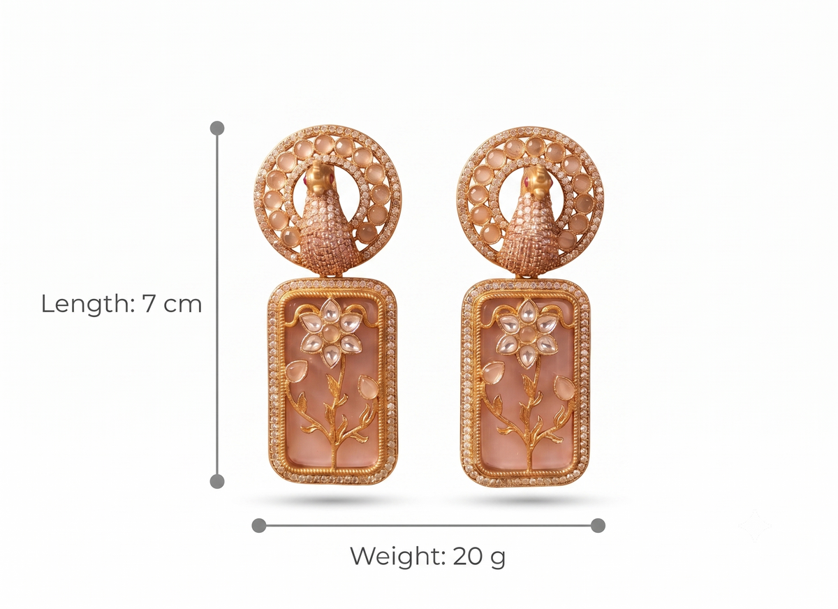 Alina Bollywood New Moissanite Inlay Statement Earrings for Women Sabyasachi inspired