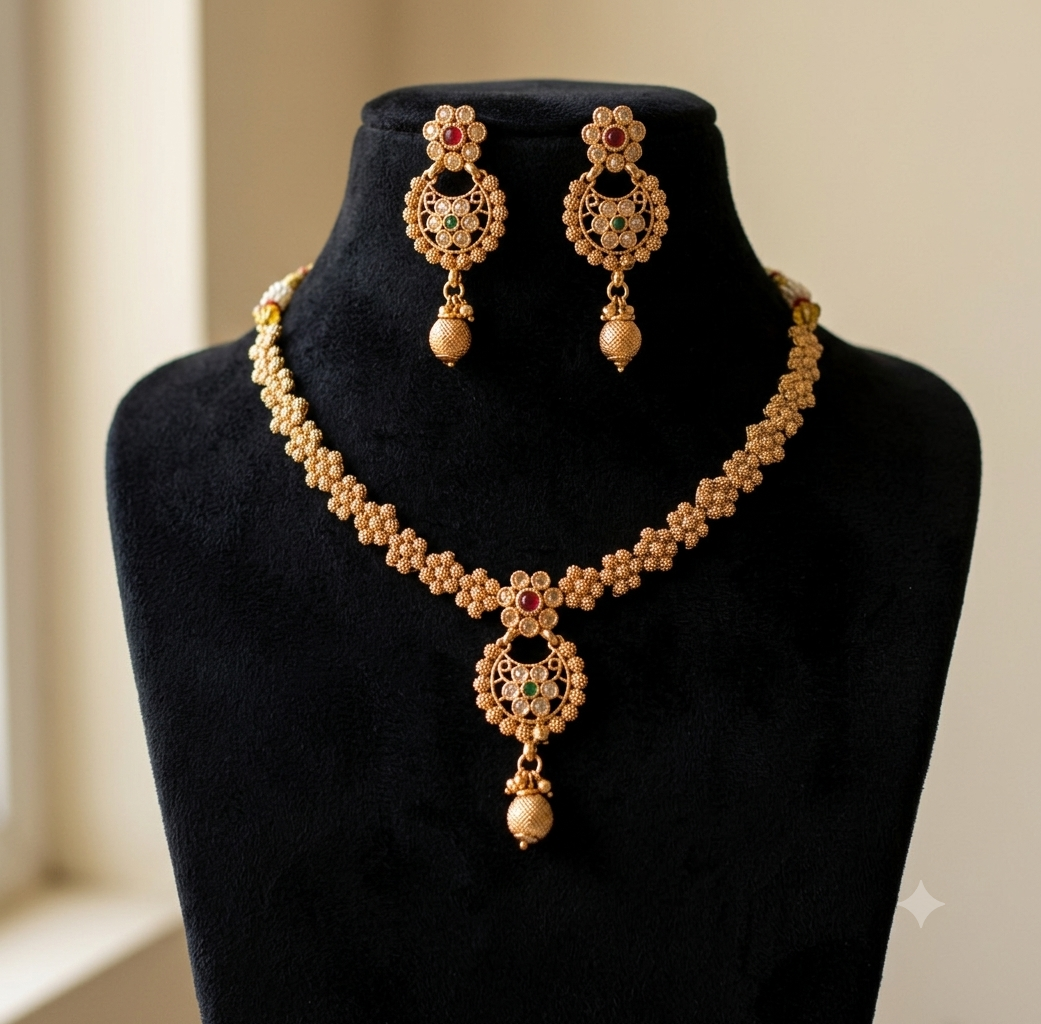 Maryam Indian Pakistani Polki Bridal Jewelry Set Wedding Necklace Earrings for Women Gold Plated
