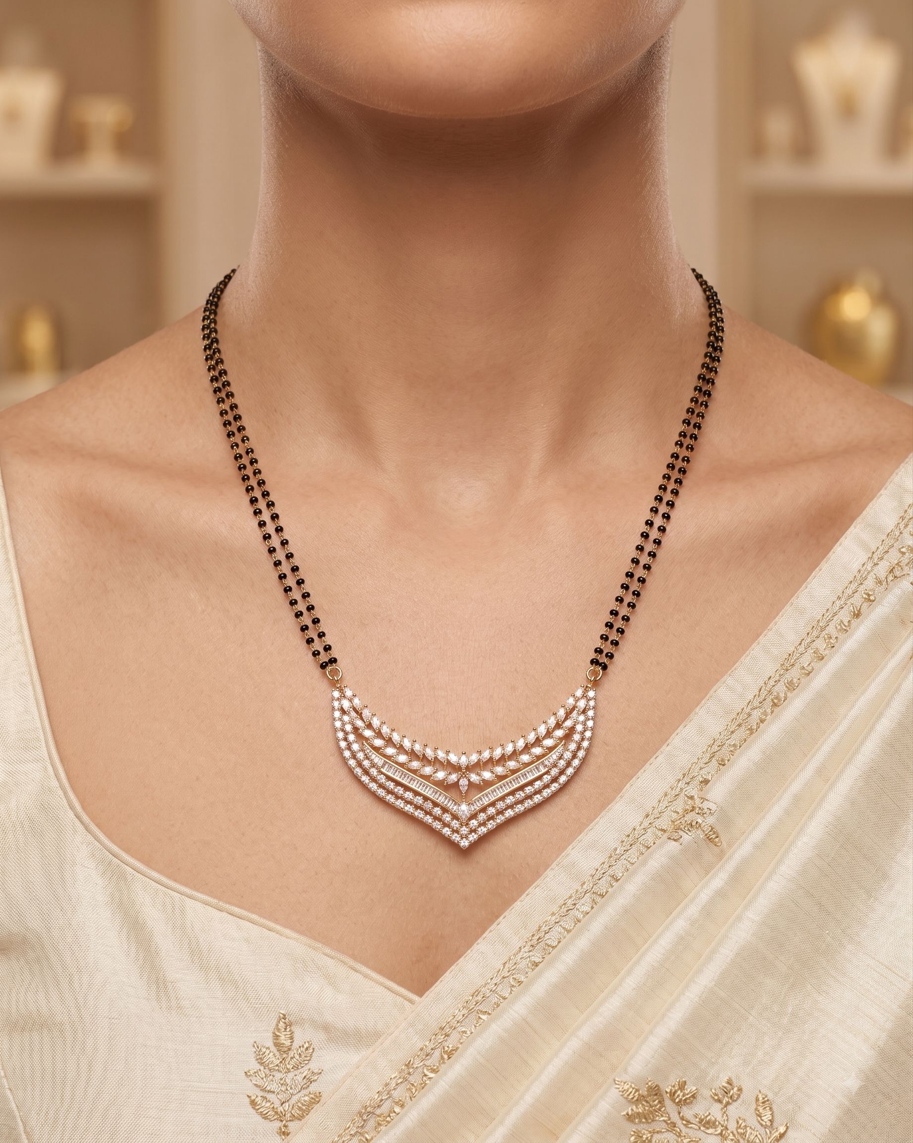 Sidra American Diamond AD Mangalsutra for Women Necklace Set Roz Jwellers.