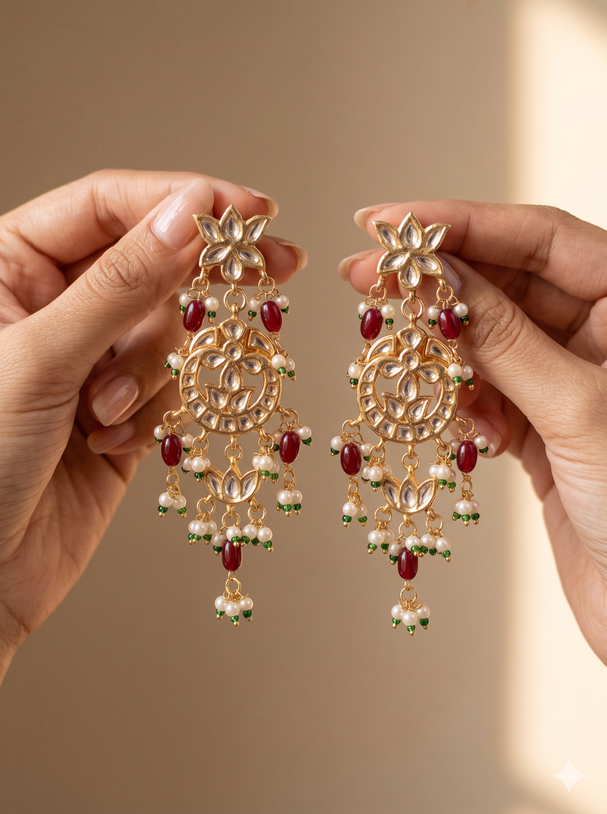 Elegant Ruby Red Kundan Drop Earrings for Women Traditional Wedding Jewelry Roz Jewellers
