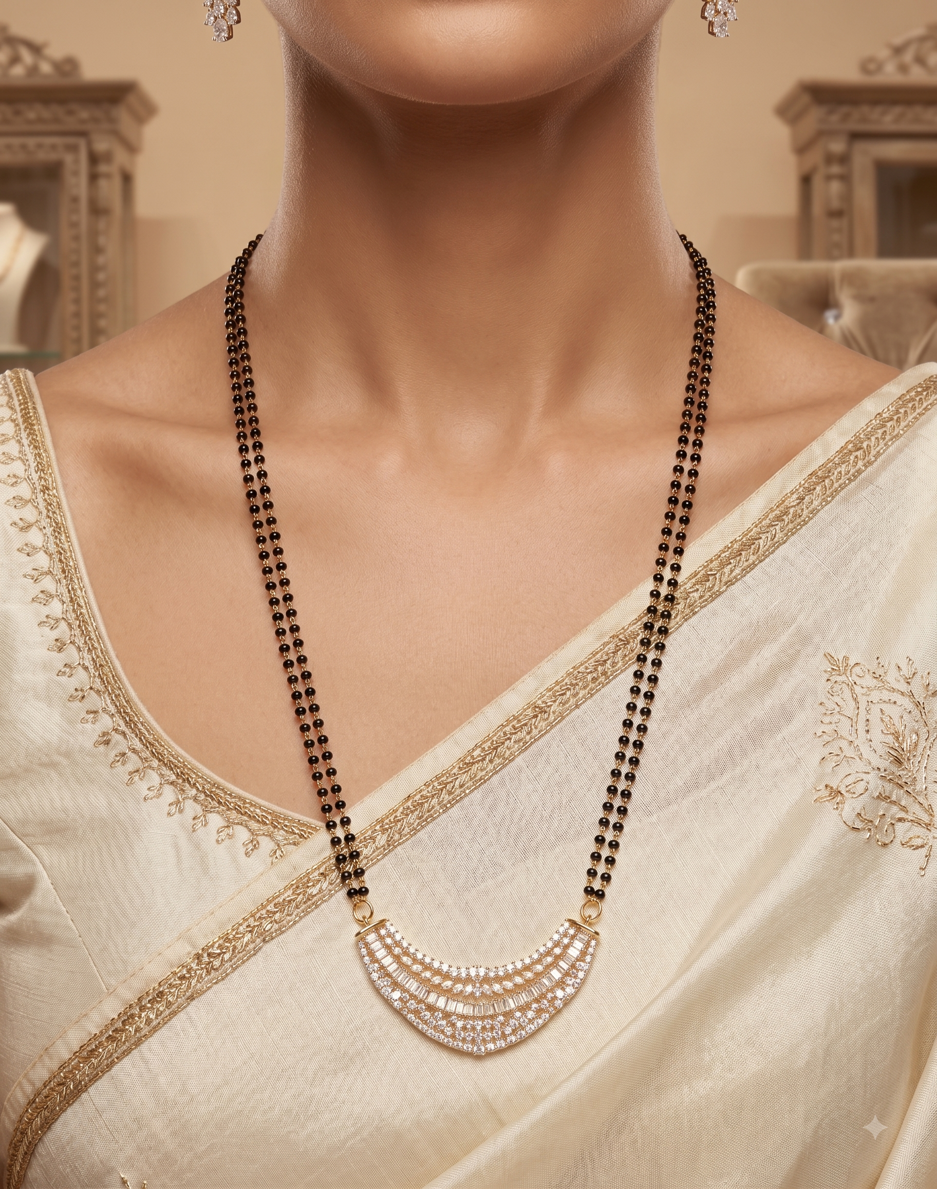 Safa American Diamond Mangalsutra for Women Roz Jwellers.