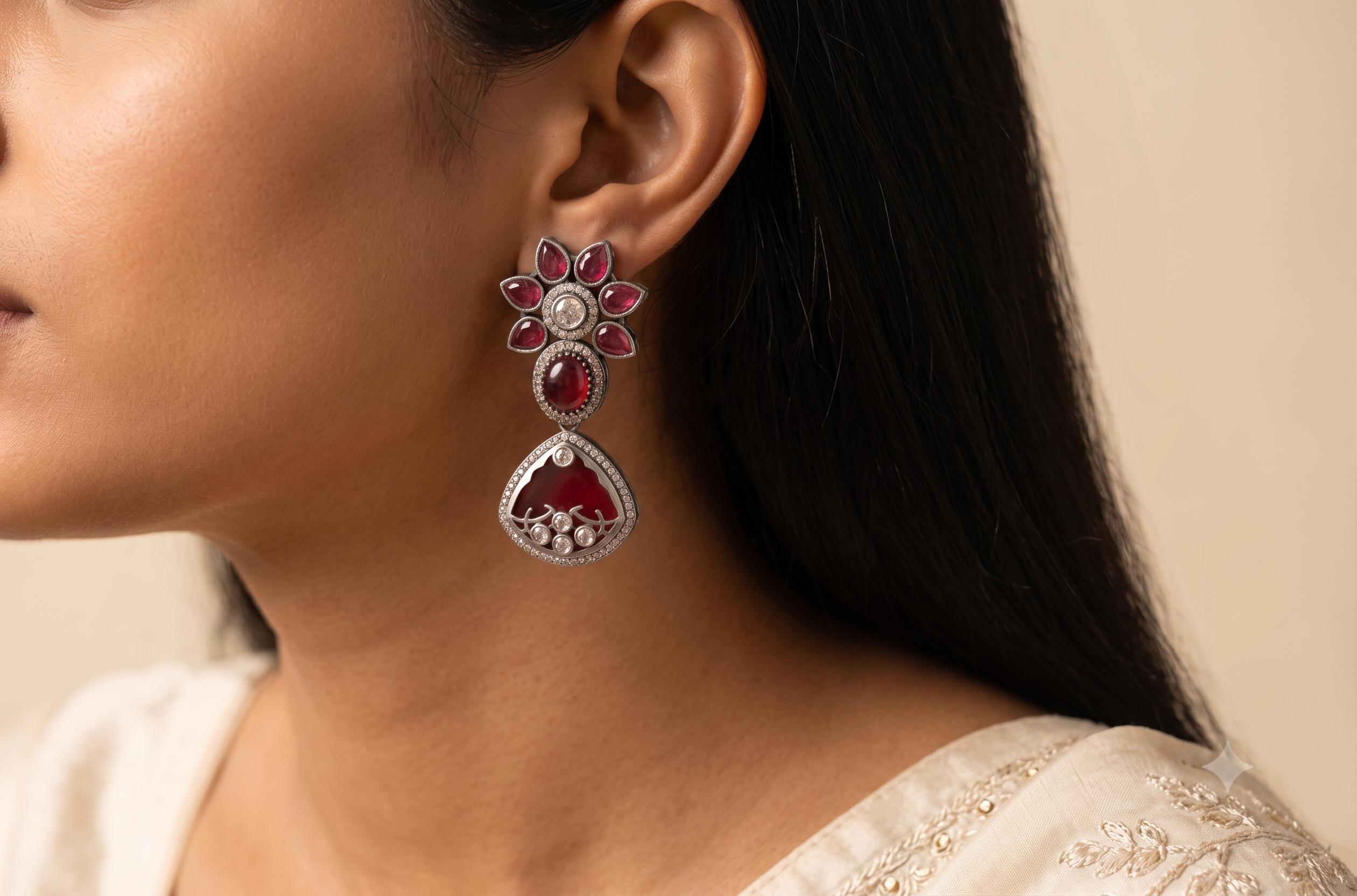 Eliza Pakistani Bridal Inlay Statement Earrings for Women Sabyasachi inspired