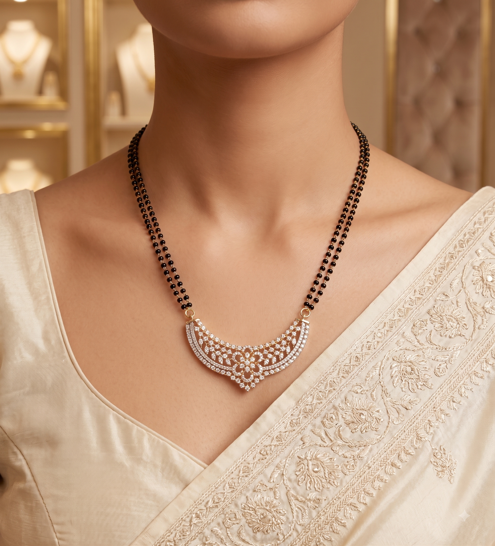 Aizaan Luxury AD Mangalsutra Necklace Roz Jwellers.