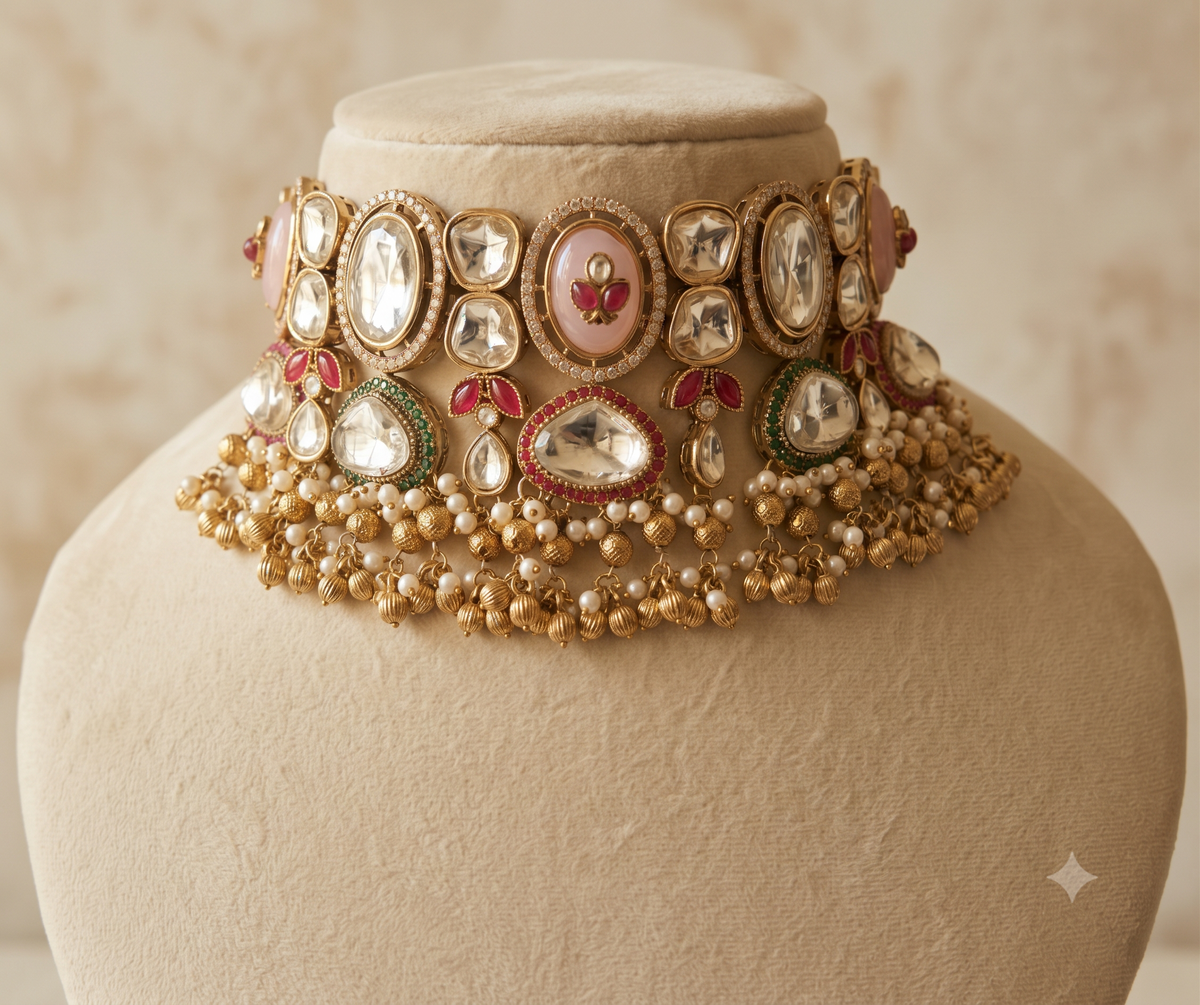 Luxury Pink Moissanite Choker Necklace for Women Elegant Party Jewellery Roz Jewellers