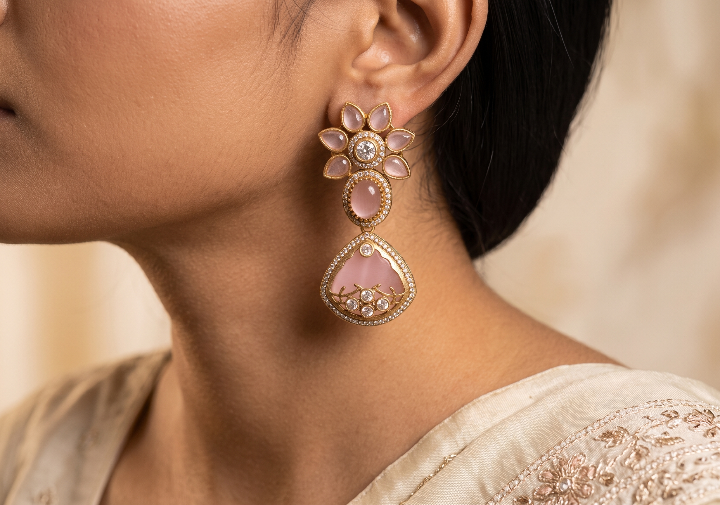 Rameesha Indian Bridal Inlay Statement Earrings for Women Sabyasachi inspired