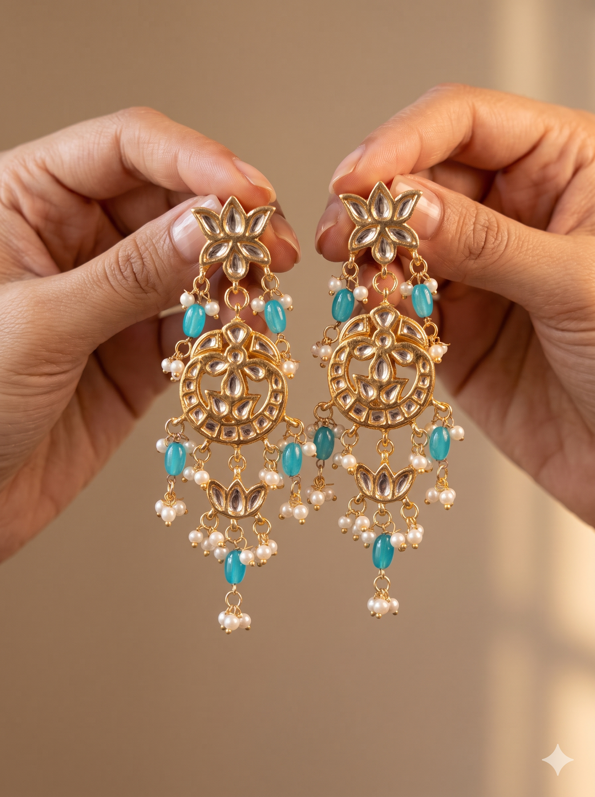 Blue Designer Kundan Dangle Earrings for Women Ethnic Party Wear Jewelry Roz Jewellers
