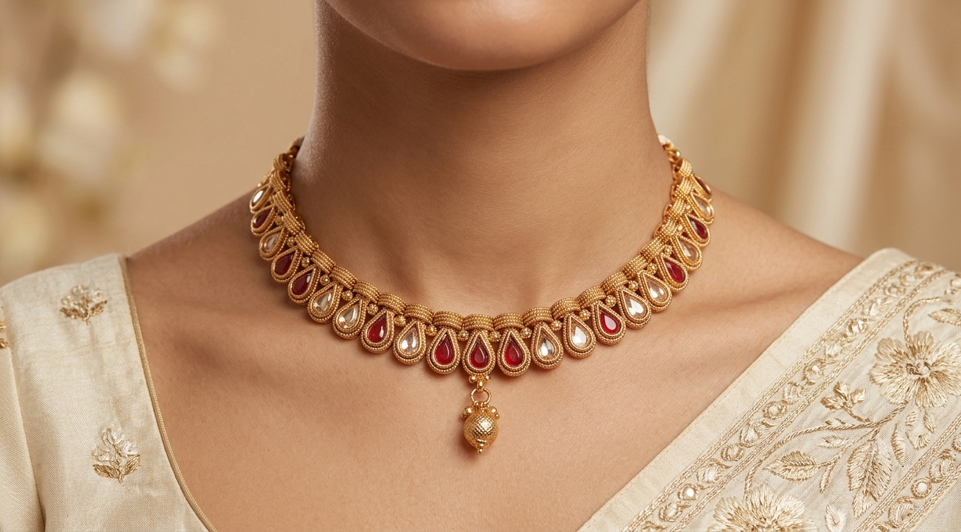 Pakistani Polki Necklace Set Traditional Indian Bridal Jewelry with Earrings