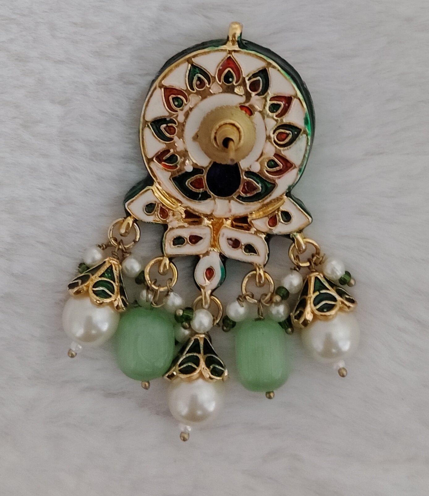 Mint Green Pearl Kundan Choker with Floral Motifs Roz Jewellers.