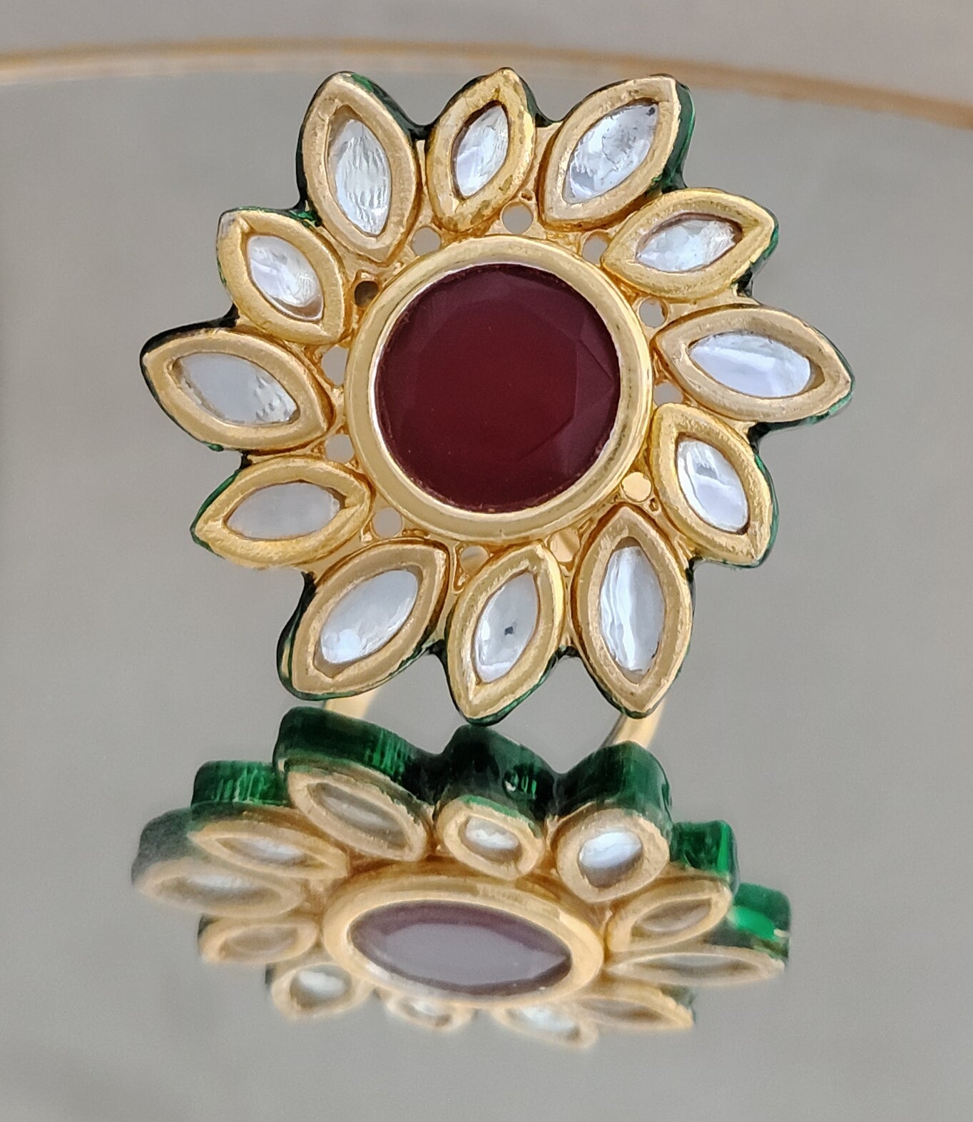 Elegant Ethnic Bridal Kundan Cocktail Ring Roz Jewellers