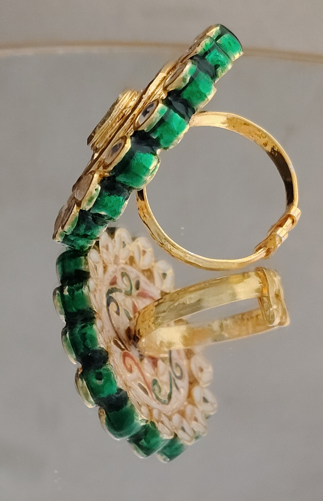 Premium Gold Plated Festive Statement Kundan Ring for Women Roz Jewellers