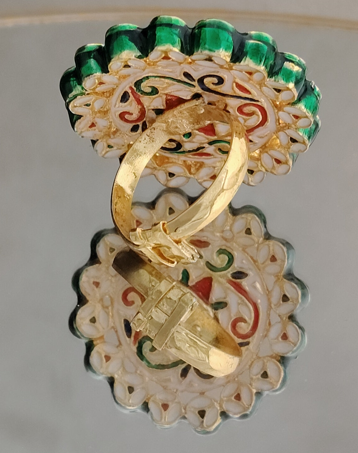 Premium Gold Plated Festive Statement Kundan Ring for Women Roz Jewellers