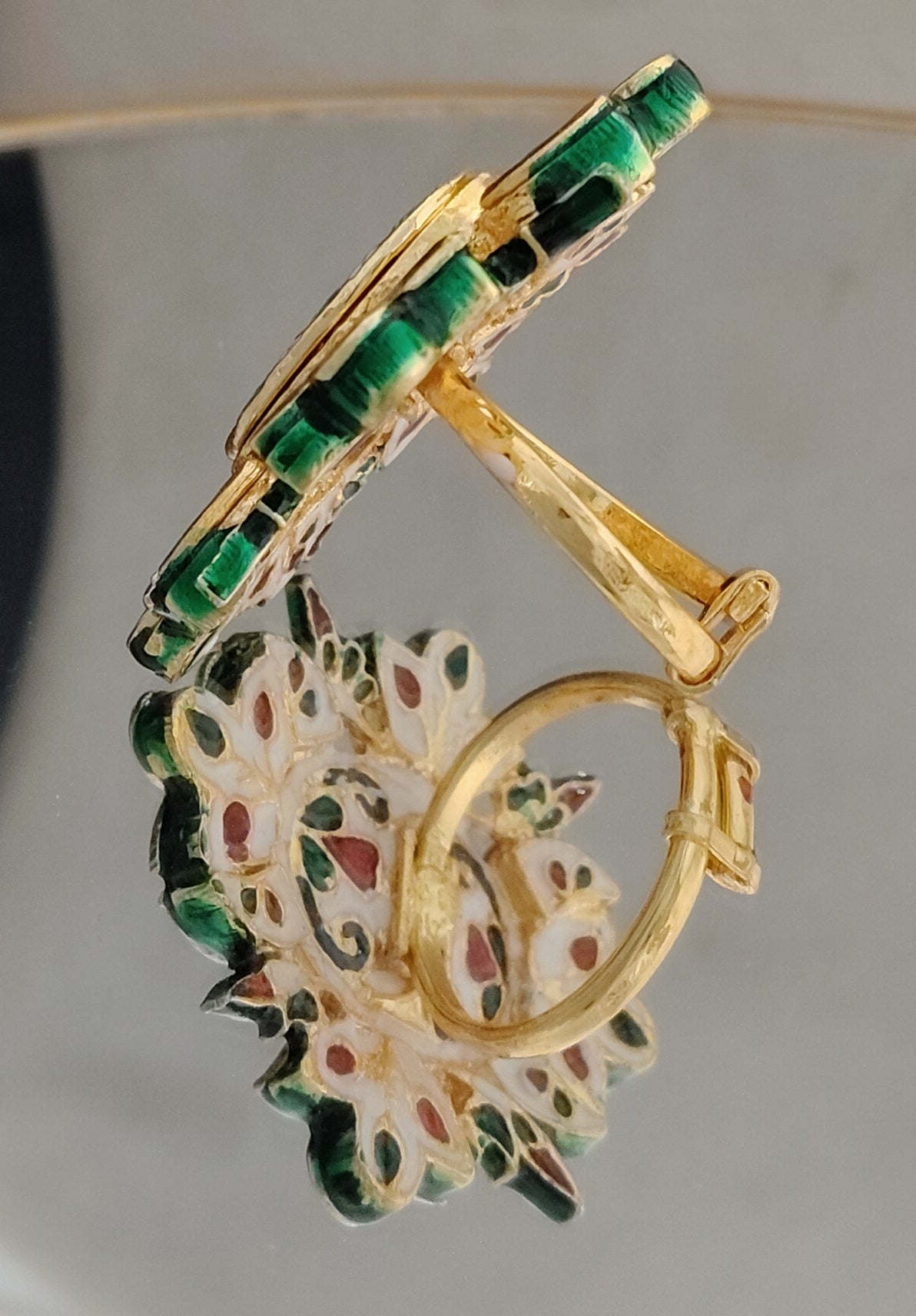 Designer Meenakari Kundan Cocktail Ring Adjustable Size Roz Jewellers