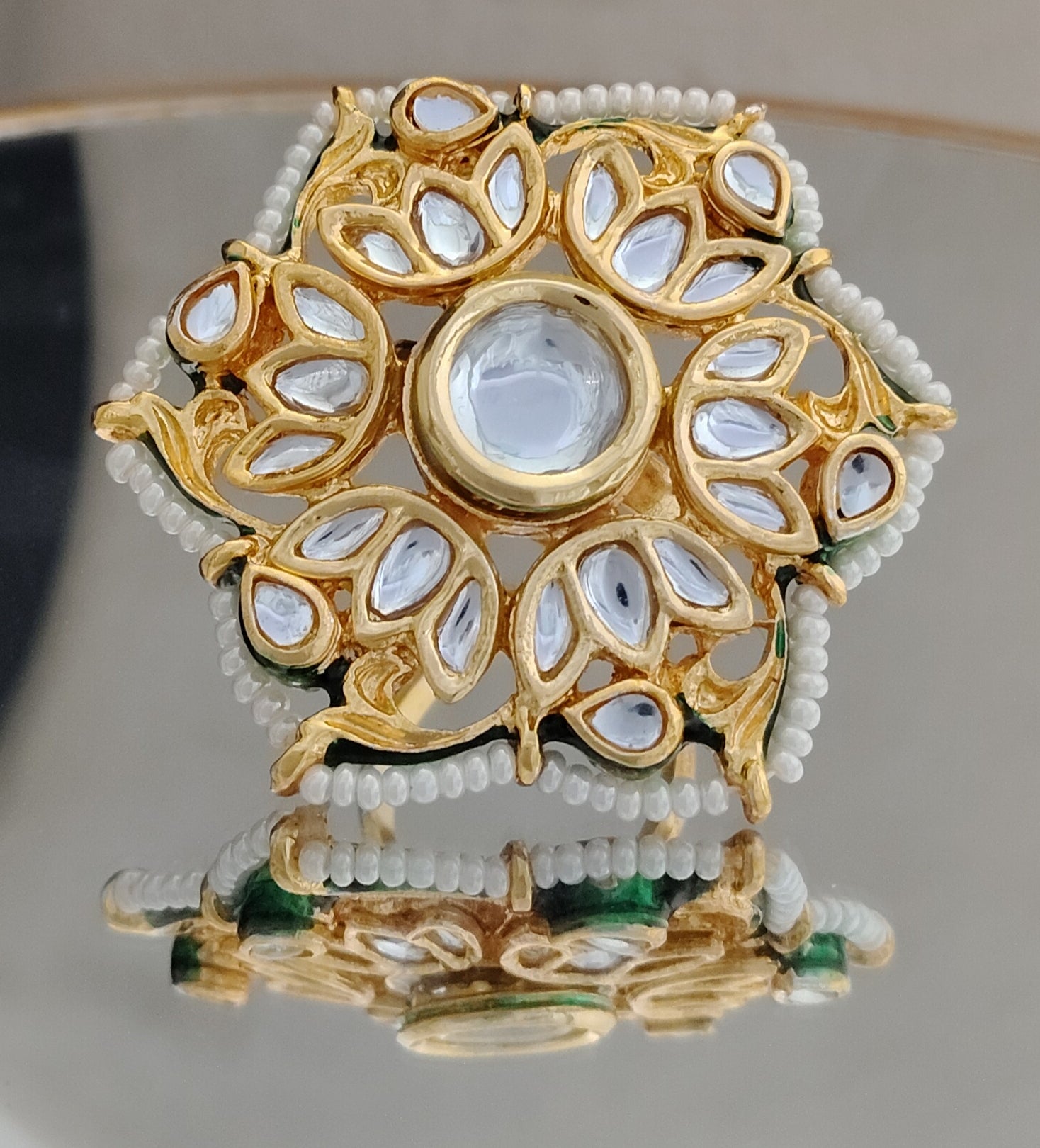 Traditional Kundan Adjustable Bridal Ring Roz Jewellers
