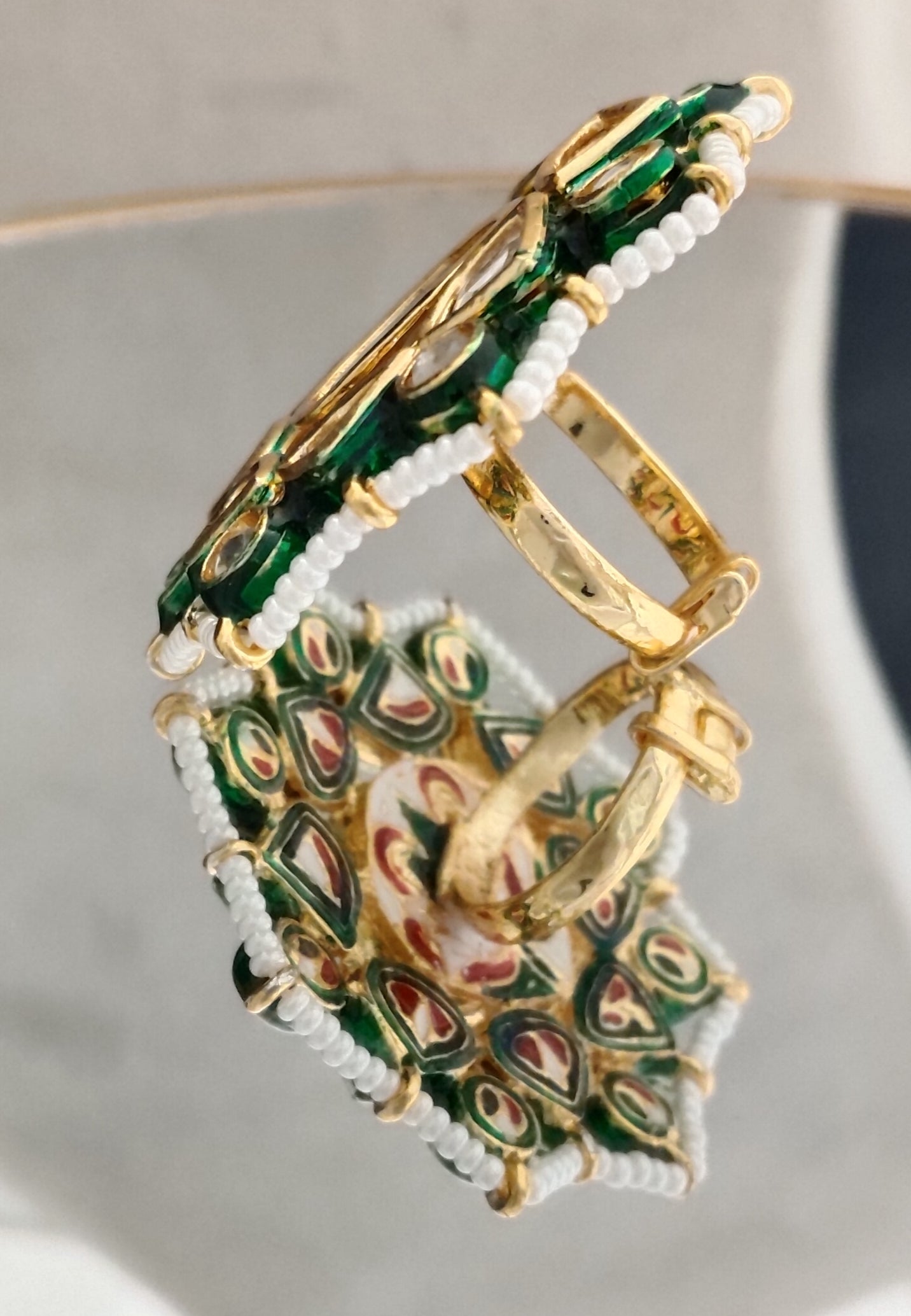 Regal White Stone Ethnic Statement Kundan Ring for Women Roz Jewellers