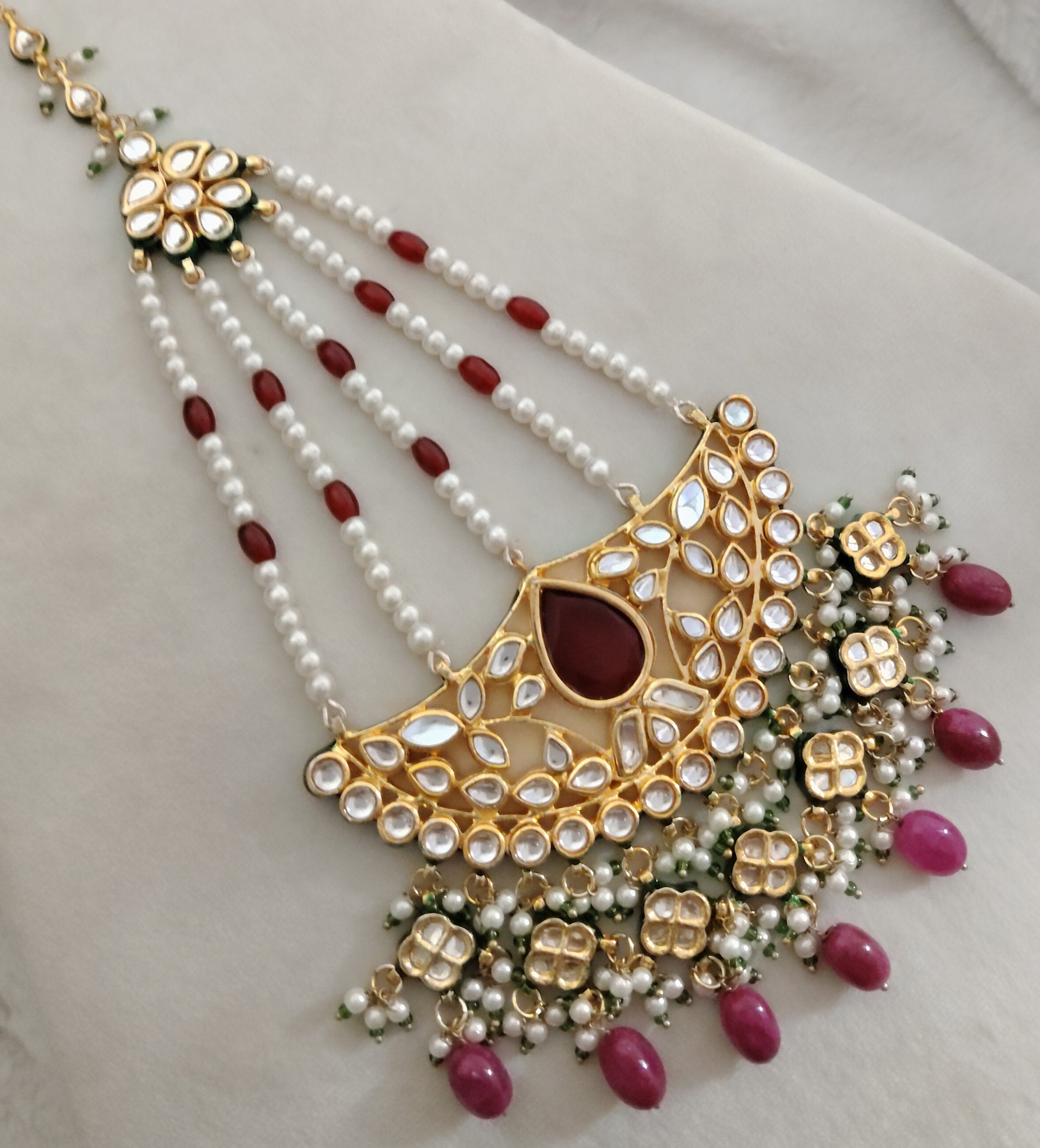 Designer Kundan Side Jhumar Handmade Pearl Jhumar for Brides Roz Jewellers