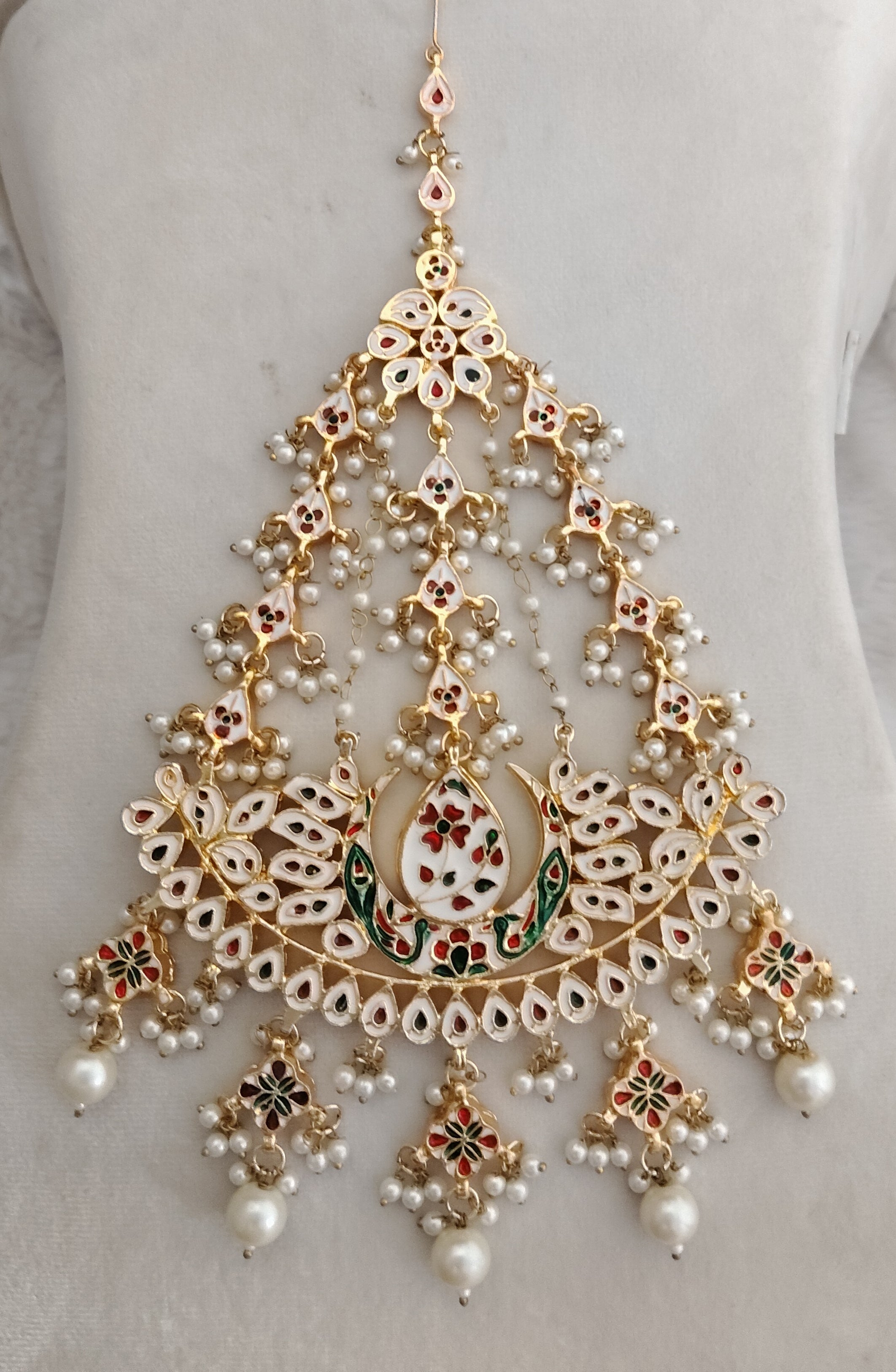 Statement Bridal Jhumar with Pearl Indian Ethnic Kundan Jewelry Roz Jewellers