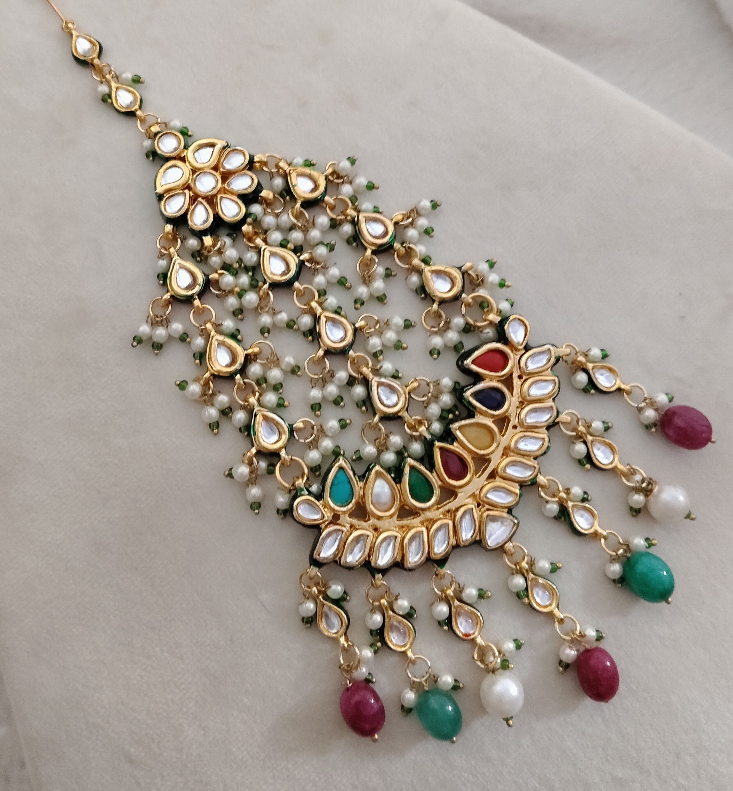 Multicolor Navratan Kundan Jhumar Pakistani Bridal Jewelry Roz Jewellers