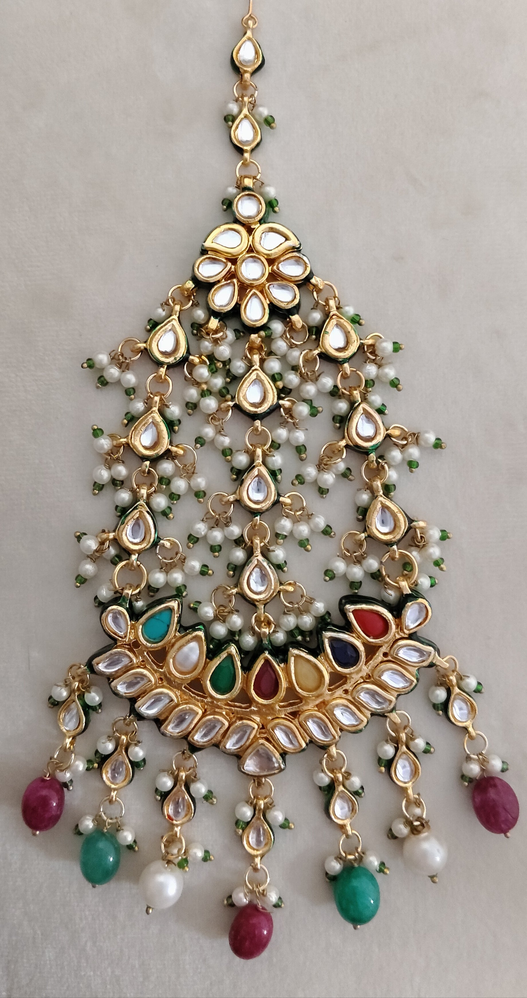 Multicolor Navratan Kundan Jhumar Pakistani Bridal Jewelry Roz Jewellers