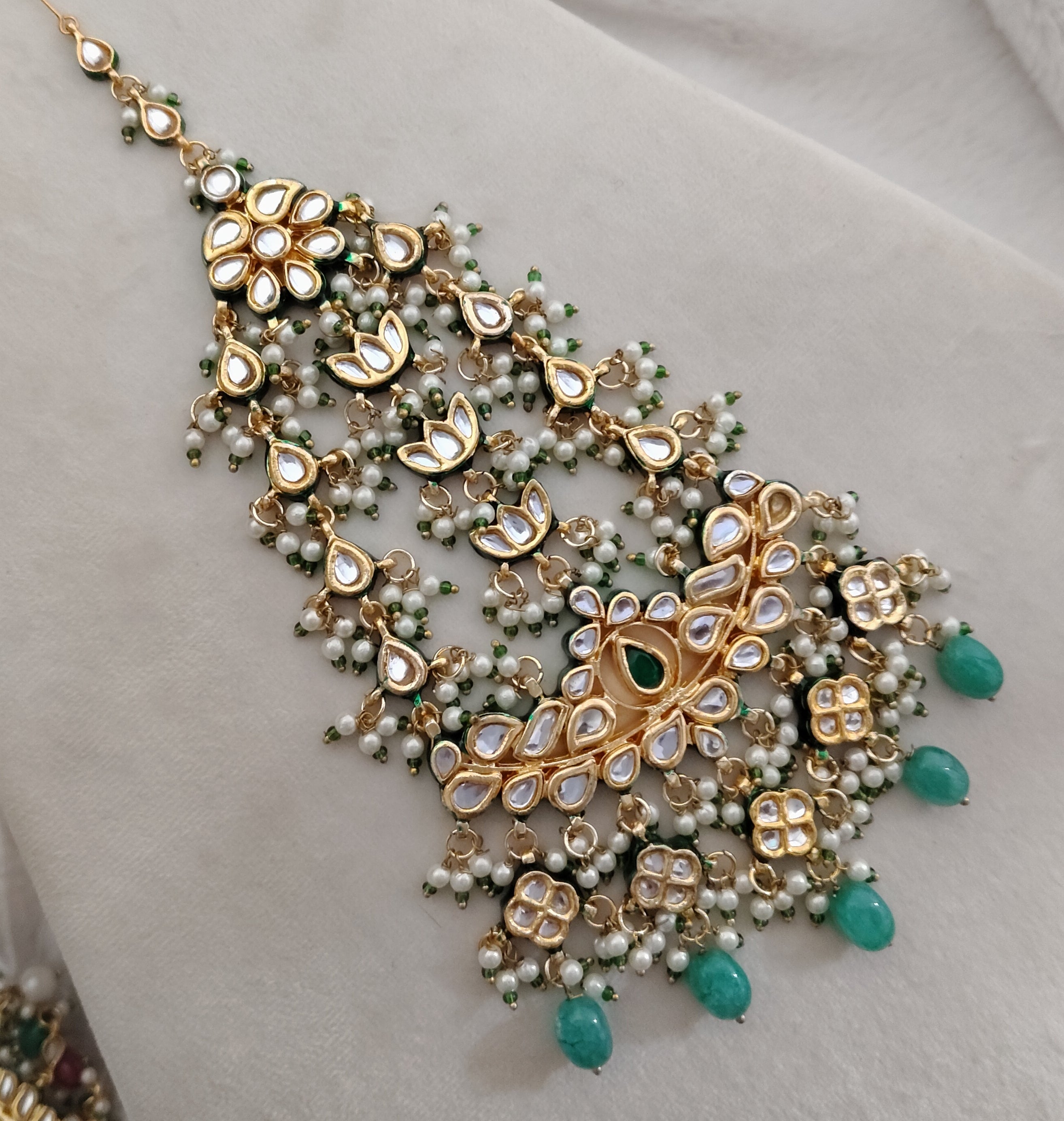 Elegant Mughal Style Pearl Jhumar Bridal Hair Accessory for Women Roz Jewellers