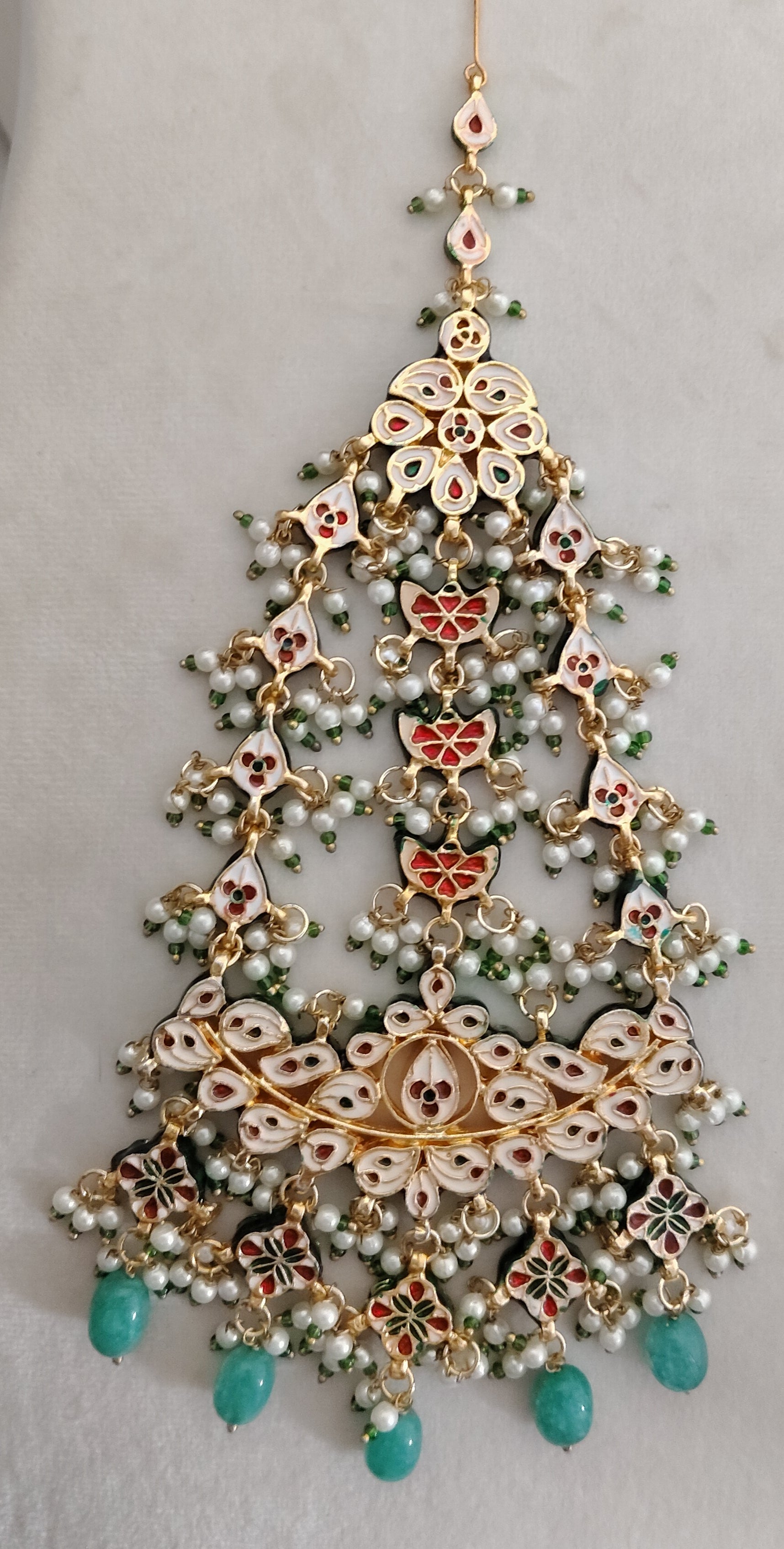 Elegant Mughal Style Pearl Jhumar Bridal Hair Accessory for Women Roz Jewellers
