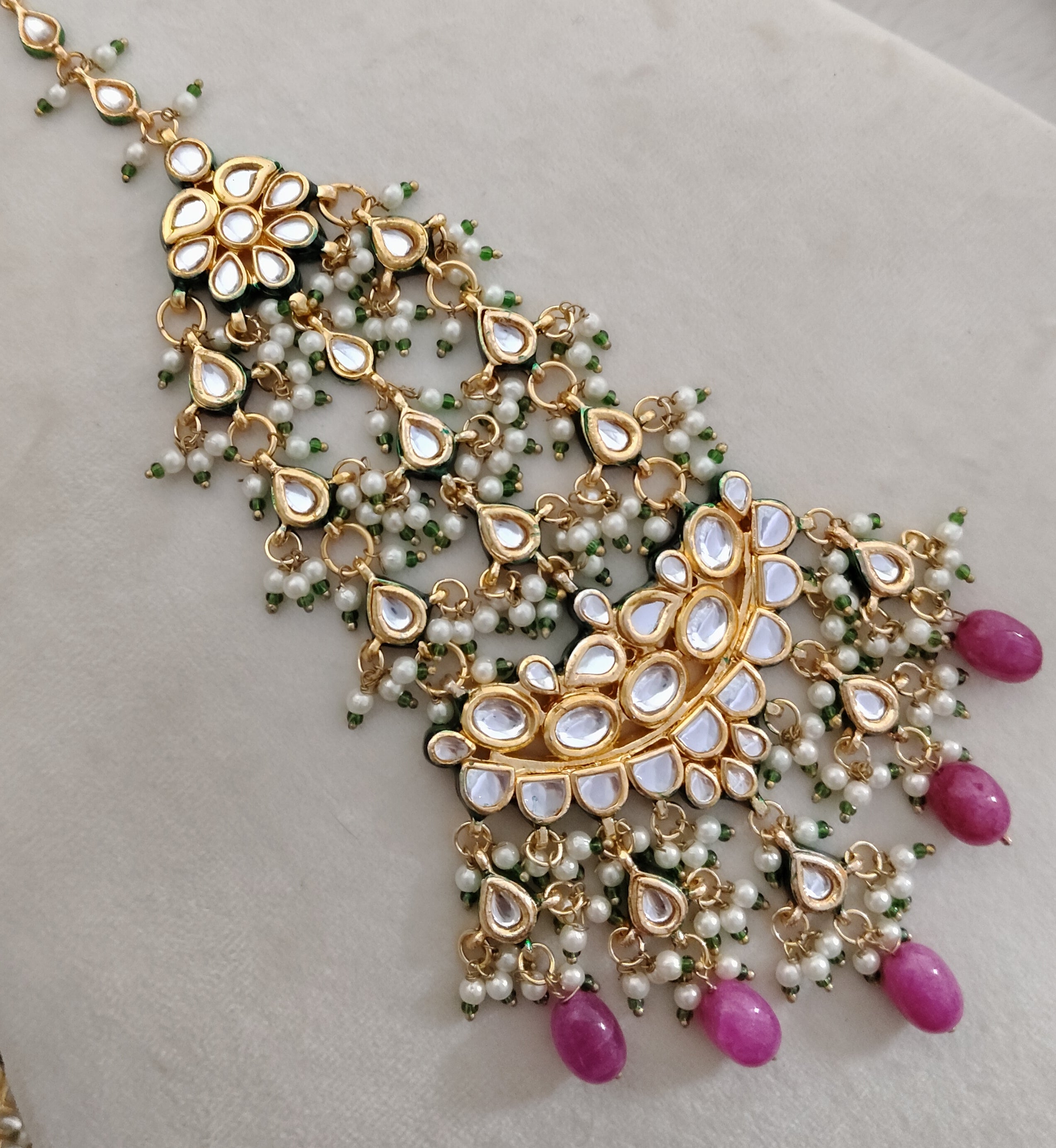 Royal Navratna Kundan Jhumar for Bridal Traditional Pearl Wear Roz Jewellers