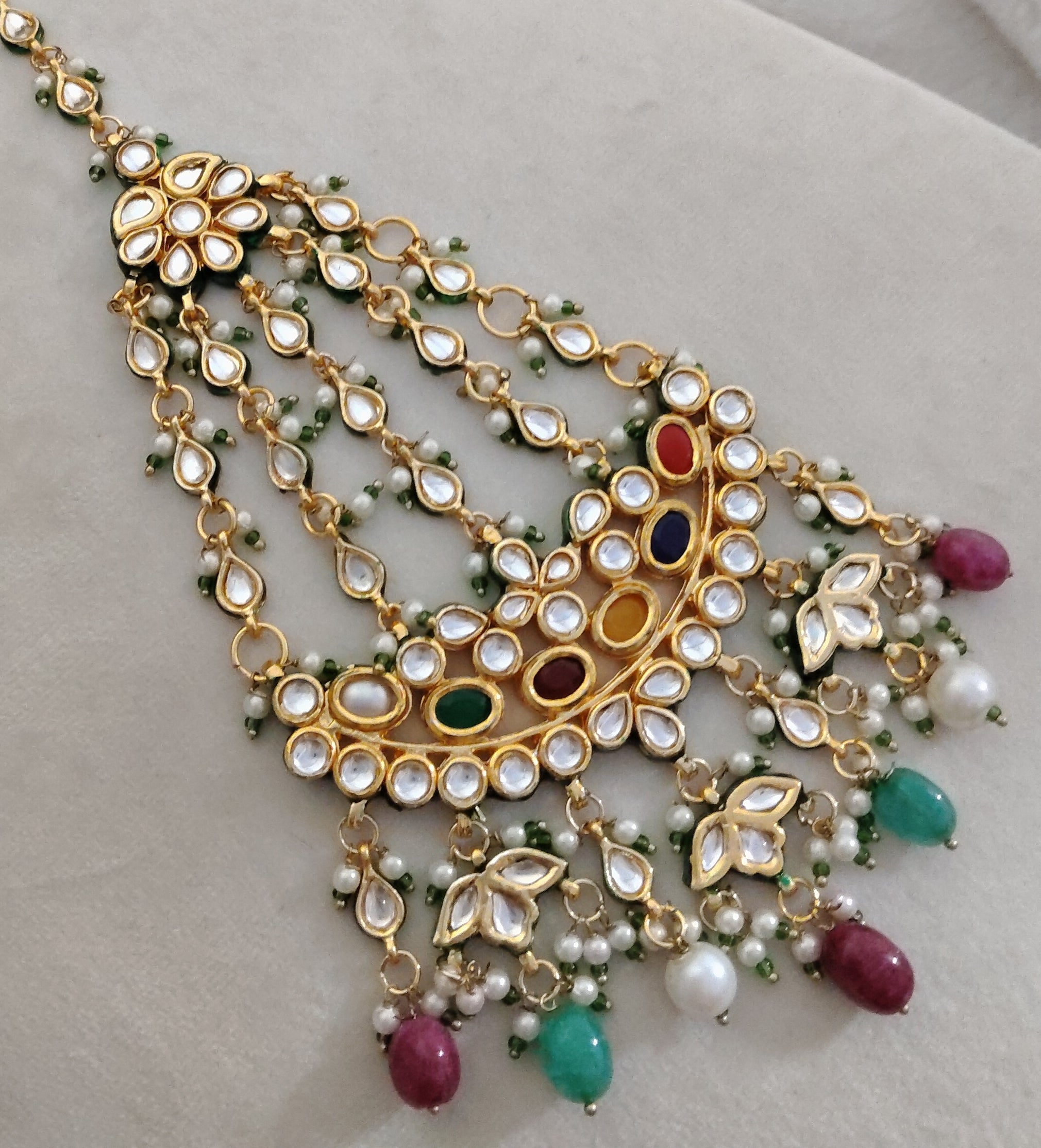 Handmade Kundan Jhumar Mughal Style Bridal Side Headpiece Roz Jewellers