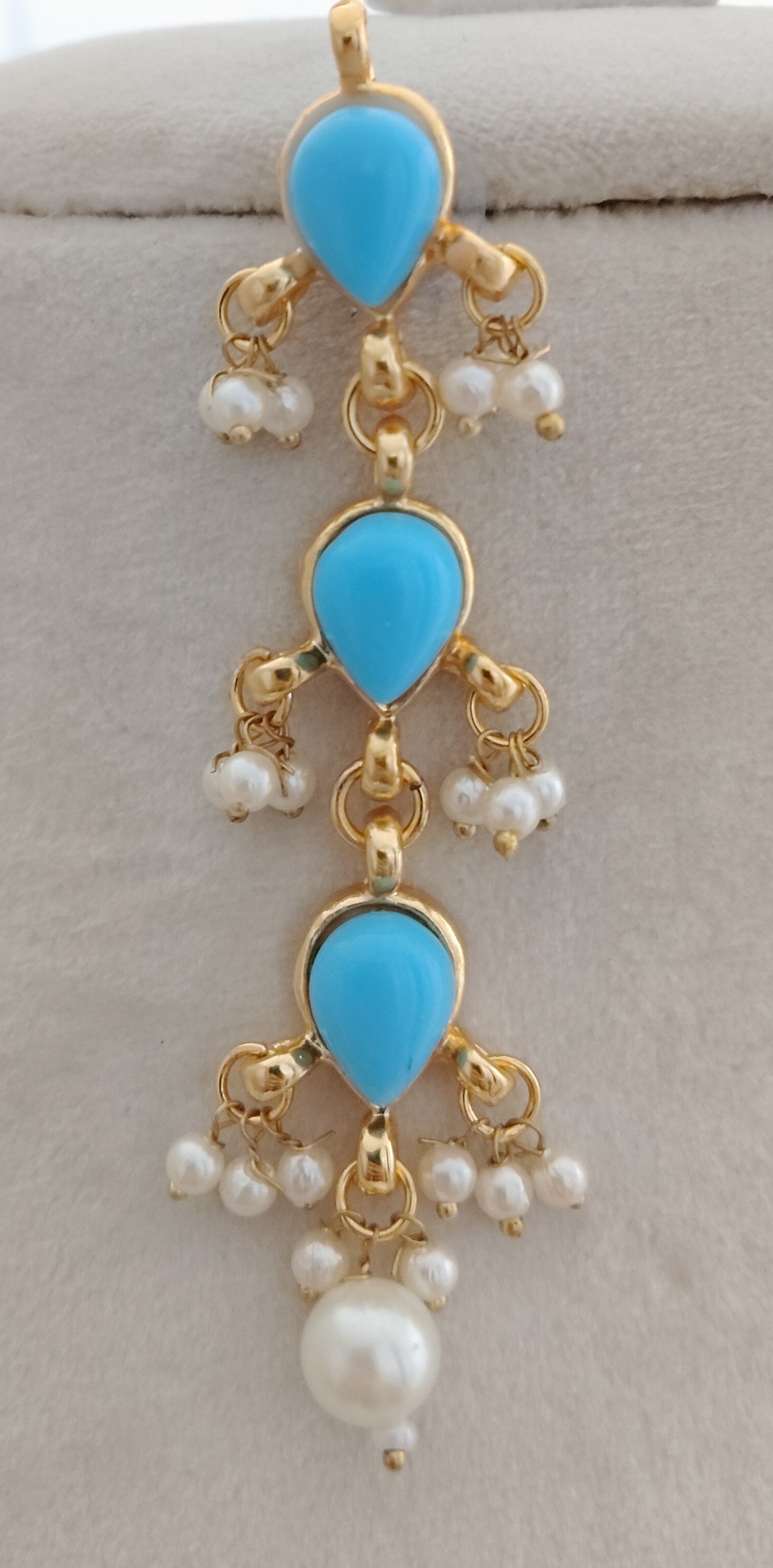 Kundan bridesmaid jewelry turquoise wedding necklace for women gold plated pearls