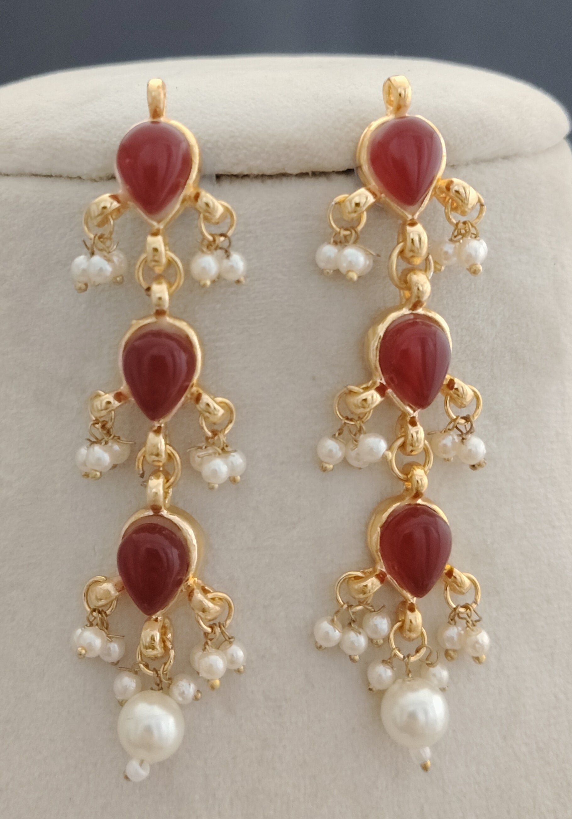 Kundan wedding necklace for women gold plated pearls red stones bridesmaid Jewelry