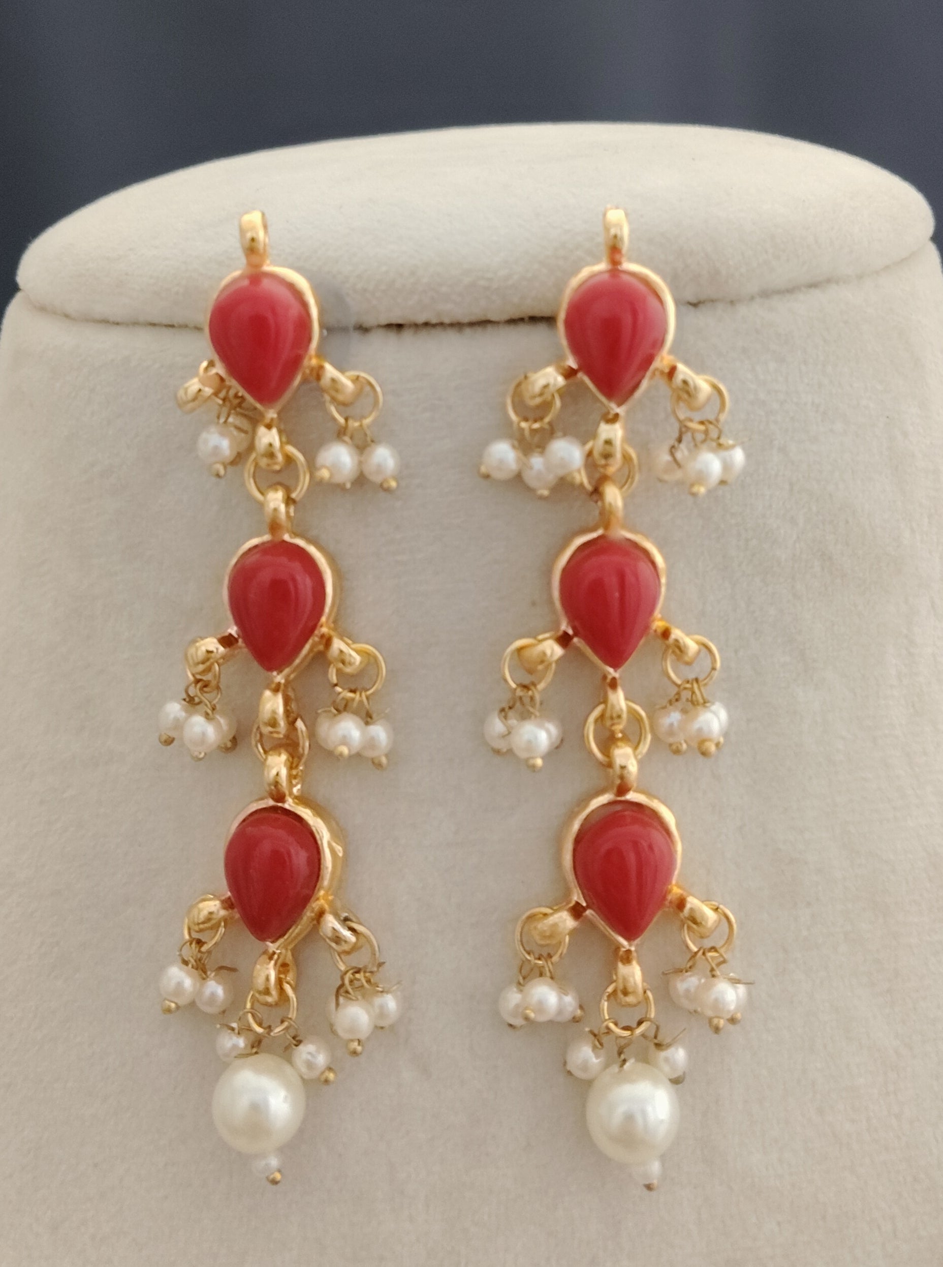 Kundan Designer Red Stone Bridal Necklace Set Wedding Jewelry Roz Jewellers.