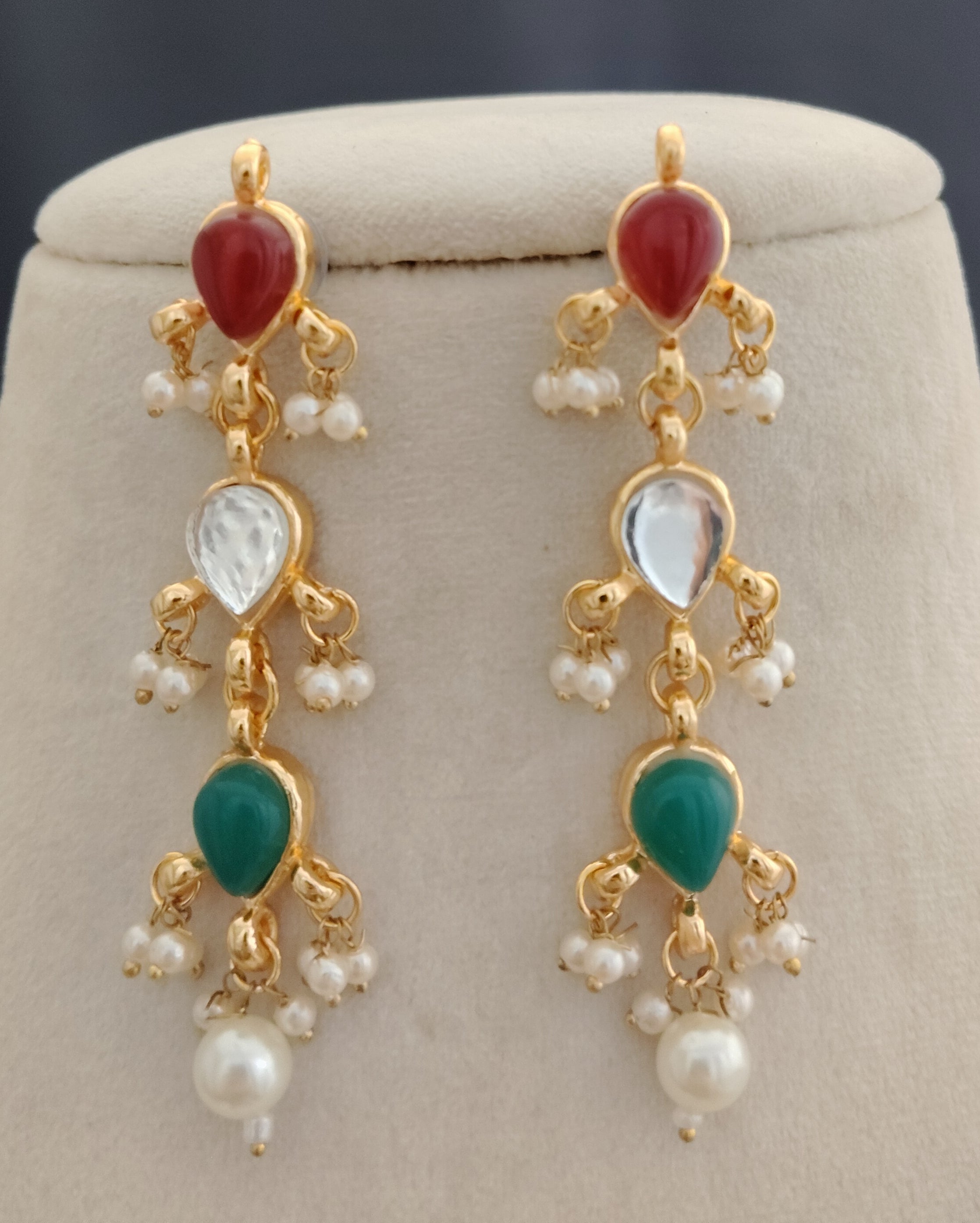 Multicolor Kundan Necklace Set Indian Bridal Jewelry Pakistani Roz Jewellers.