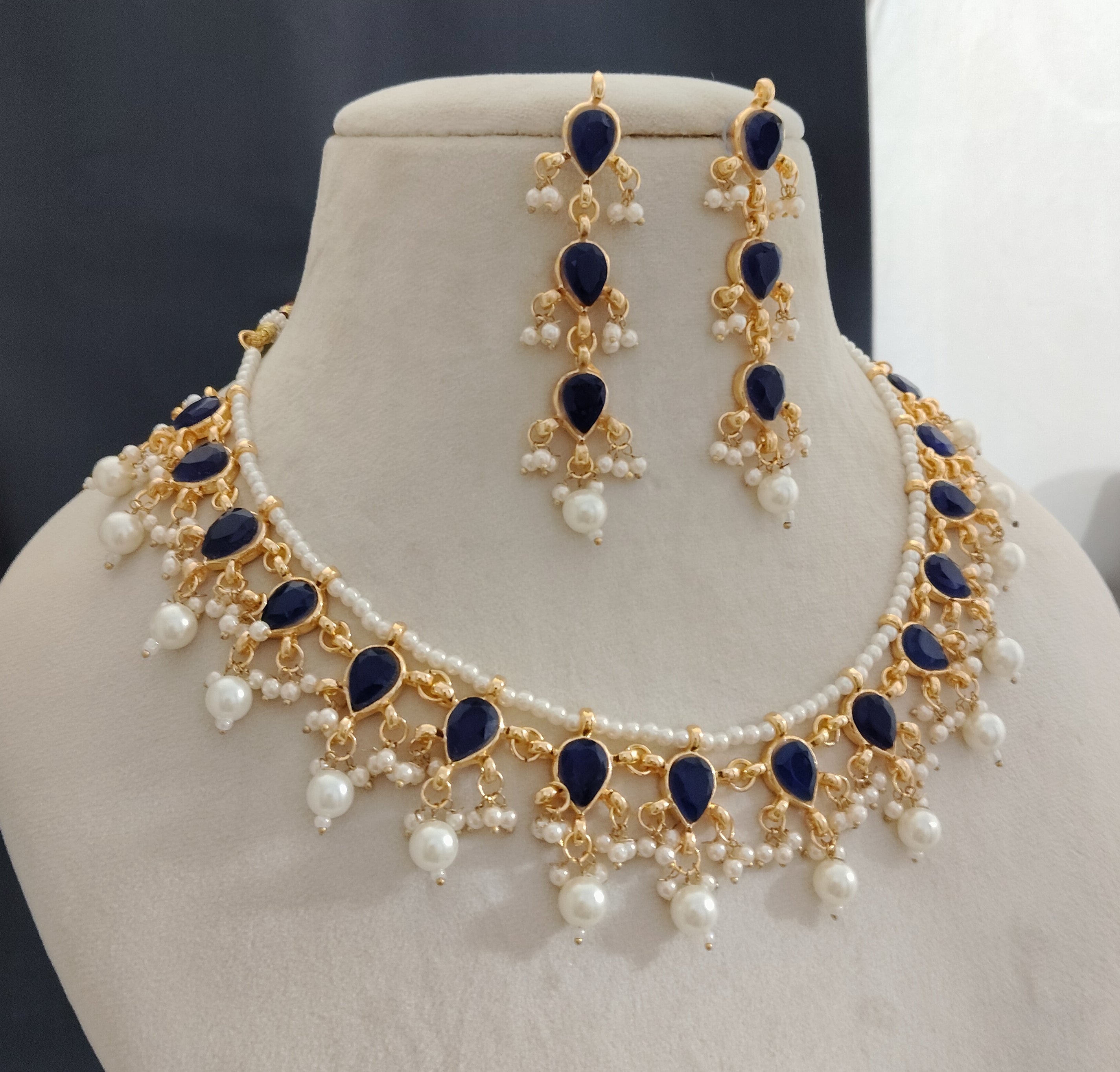 Kundan bridesmaid jewelry wedding necklace for women gold plated pearls