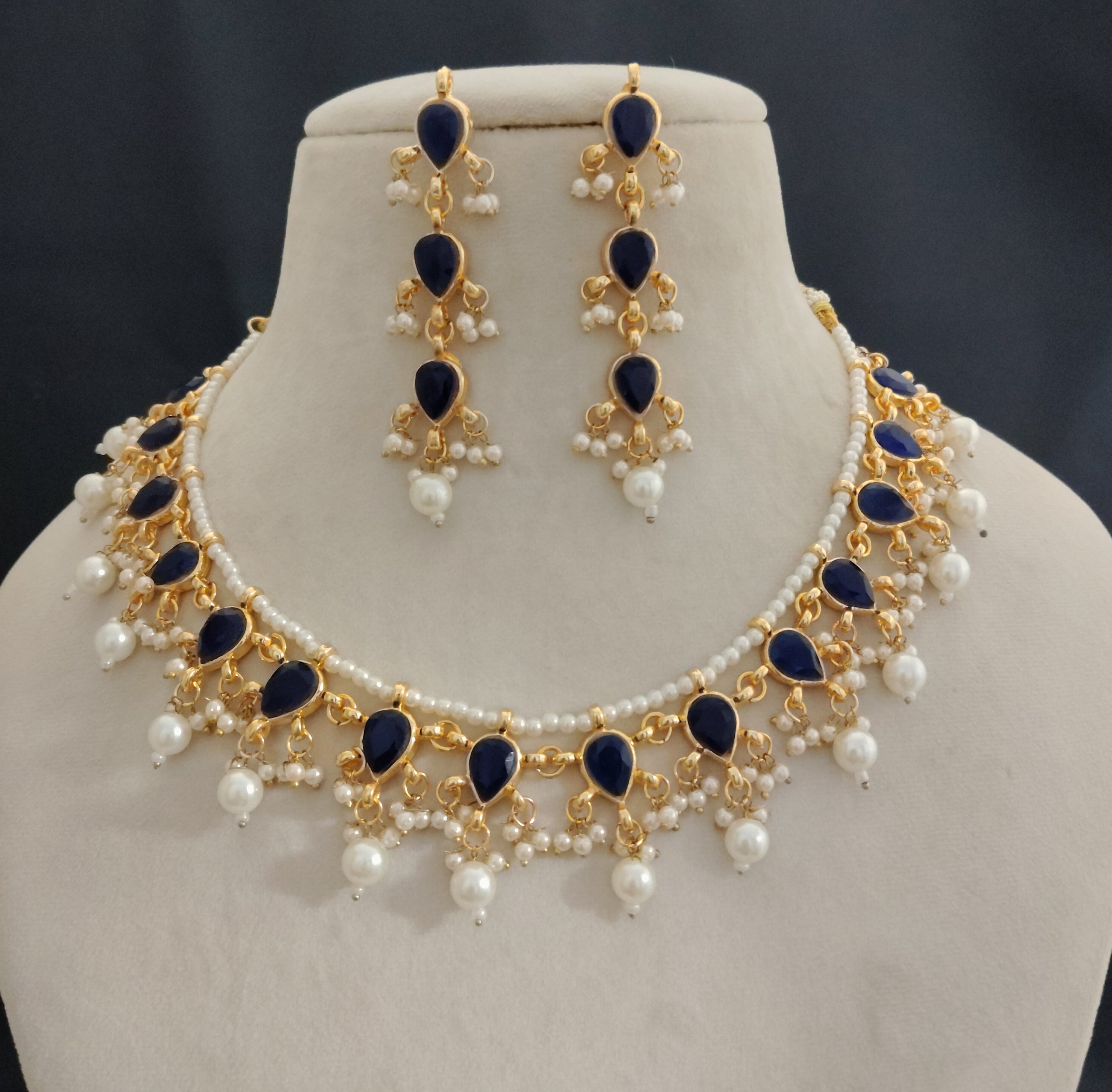 Kundan bridesmaid jewelry wedding necklace for women gold plated pearls